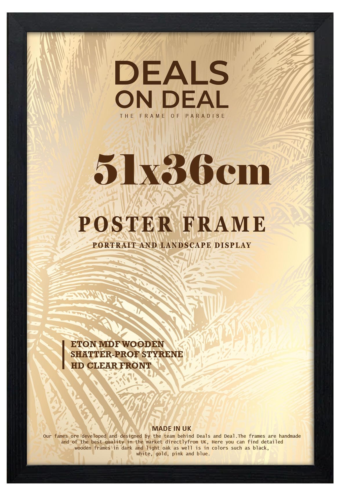 Deals On Deal Black Deals On Deal® Poster Frame 51X36 Cm Photo Picture Frame Jigsaw Puzzle | Mdf Wooden 51 X 36 Cm | Large 510 X 360 Mm | For Home Office Livingroom