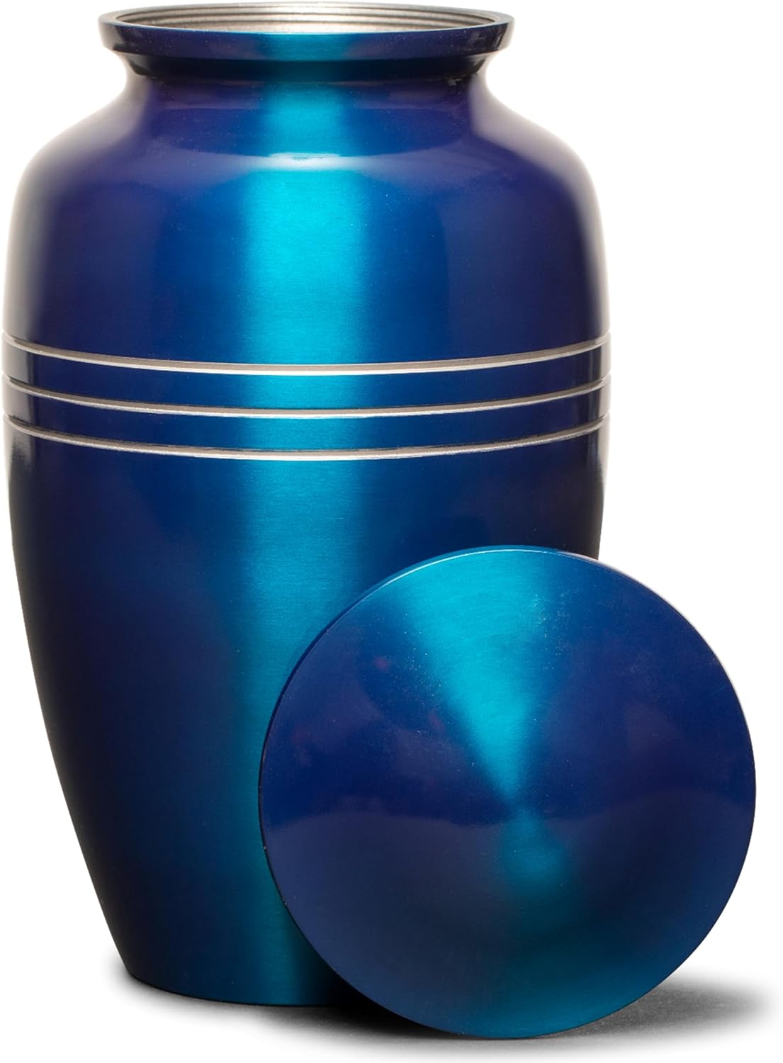 Eternal Harmony Large Urn for Ashes, Adult Male & Female Cremation Vase for Human Ashes, Secure Seal & Velvet Bag, Funeral Vase for Men & Women Up to 200 lbs, 7x11” (Large, Blue)
