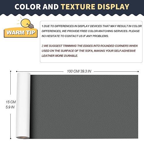 Miniatura 2 de Kit de reparación de cuero, parche autoadhesivo de reparación de piel sintética de 5.9 x 39 pulgadas para sofá, muebles, bolsos, asientos de