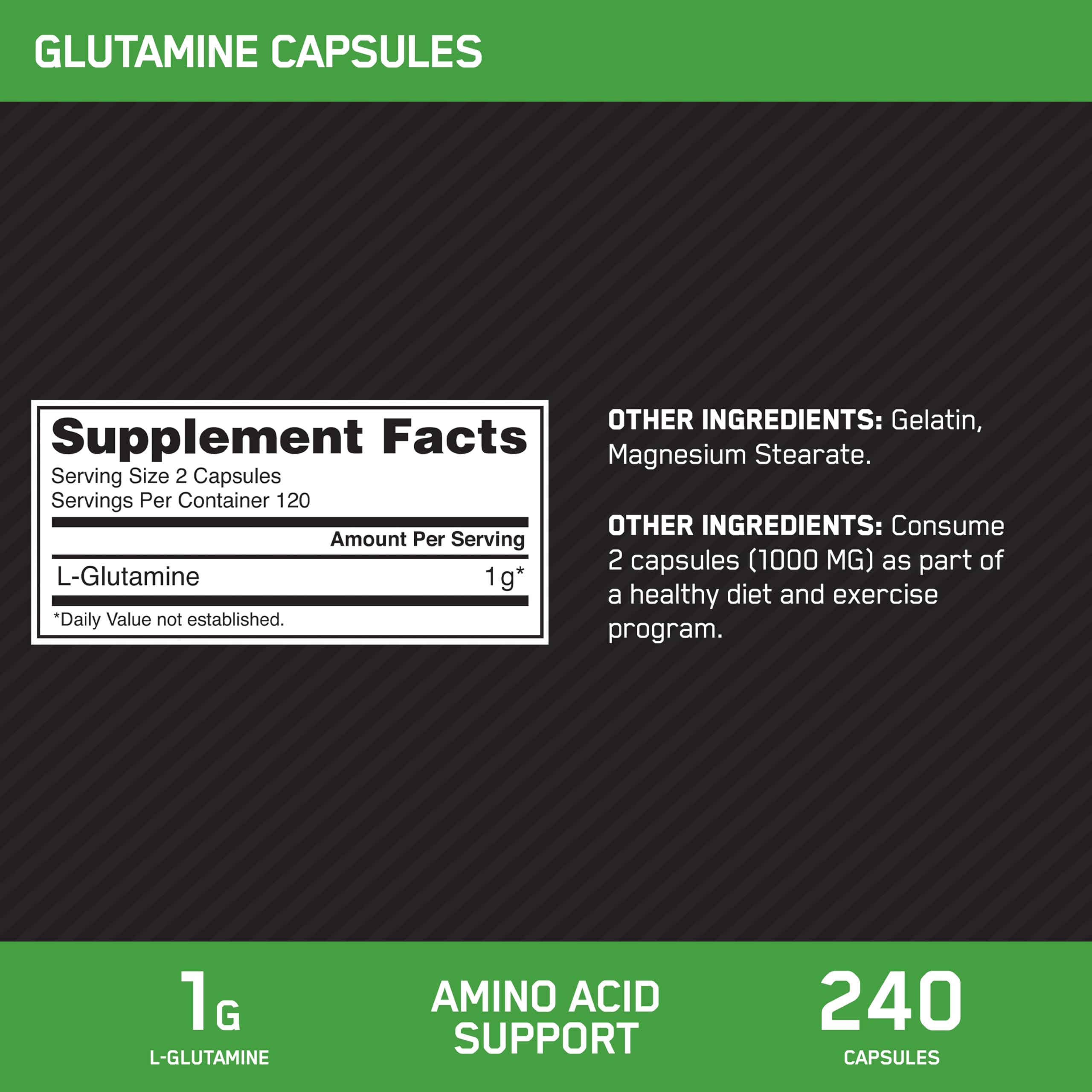 Optimum Nutrition L-Glutamine Muscle Recovery Capsules, 240 Ct — Amazon image 6