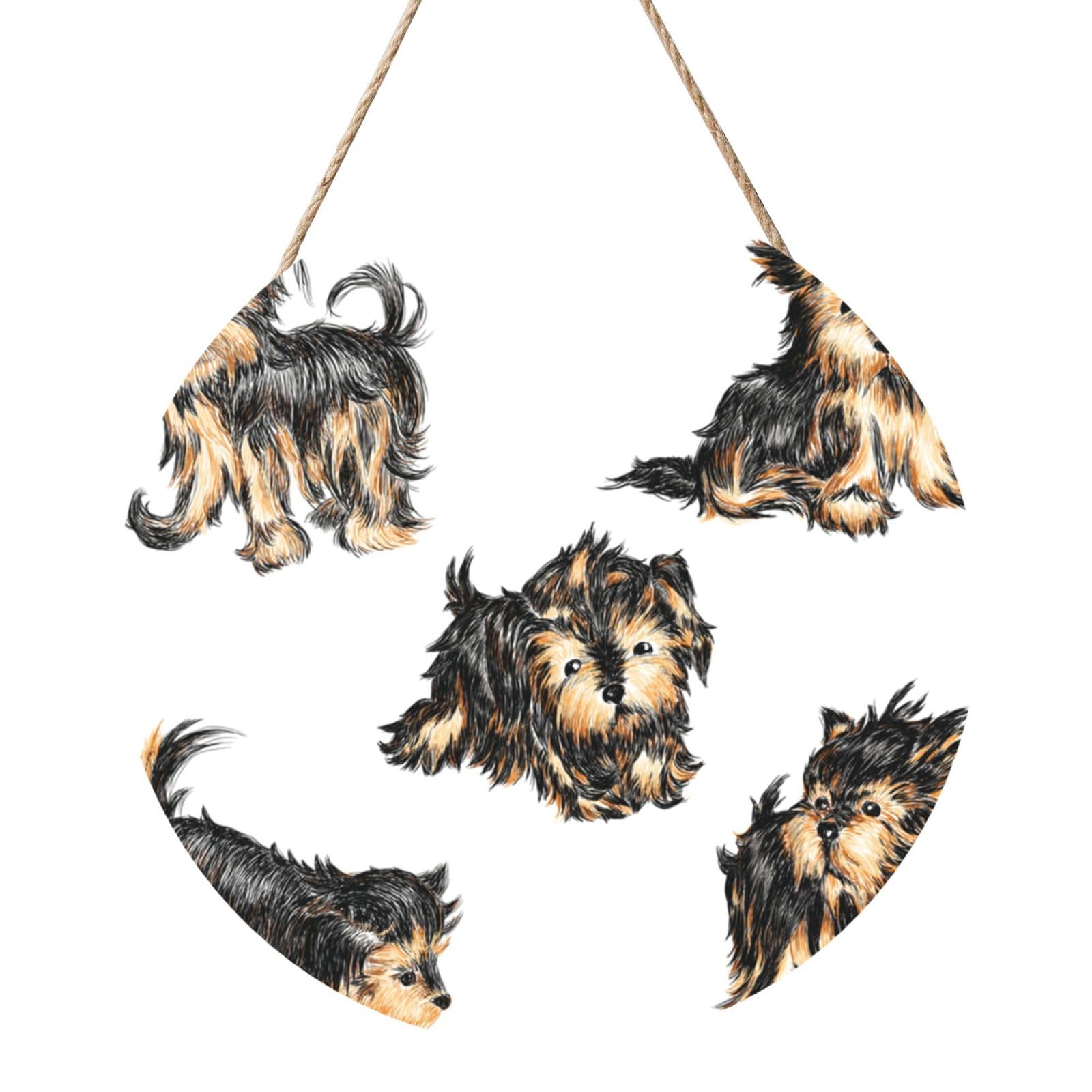 InOmak Yorkshire Terrier, Round Wood Panel Painting 12 in, Wall Hanging Painting For Home
