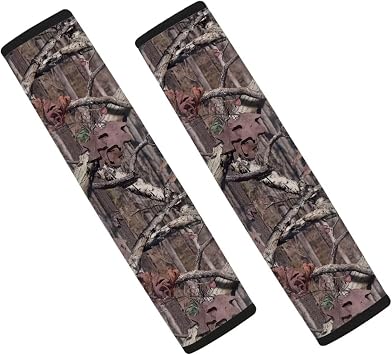 LedBack 2 Pack Car Seat Belt Covers for Cars for Women Camo Forest Seatbelt Pads Protector, Soft Comfort Seat Belt Shoulder Strap Cover Auto Accessories Decor