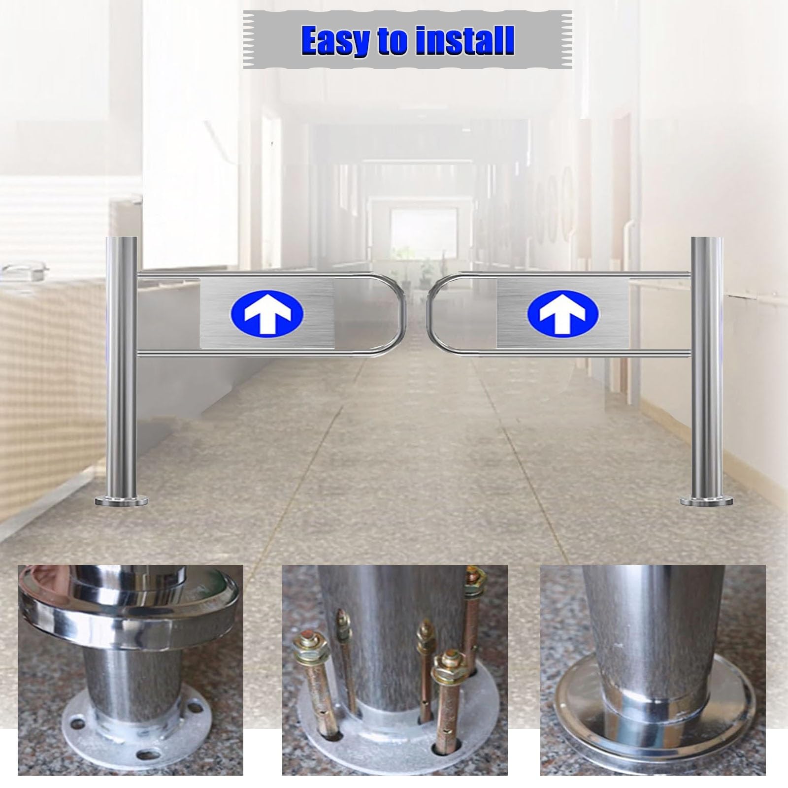 Puertas de Entrada Puerta Giratoria De Seguridad Unidireccional para Supermercado, Puerta Batiente De Seguridad con Resorte, Dispositivo De Entrada Y Salida De Acero Inoxidable(Wide 120cm)