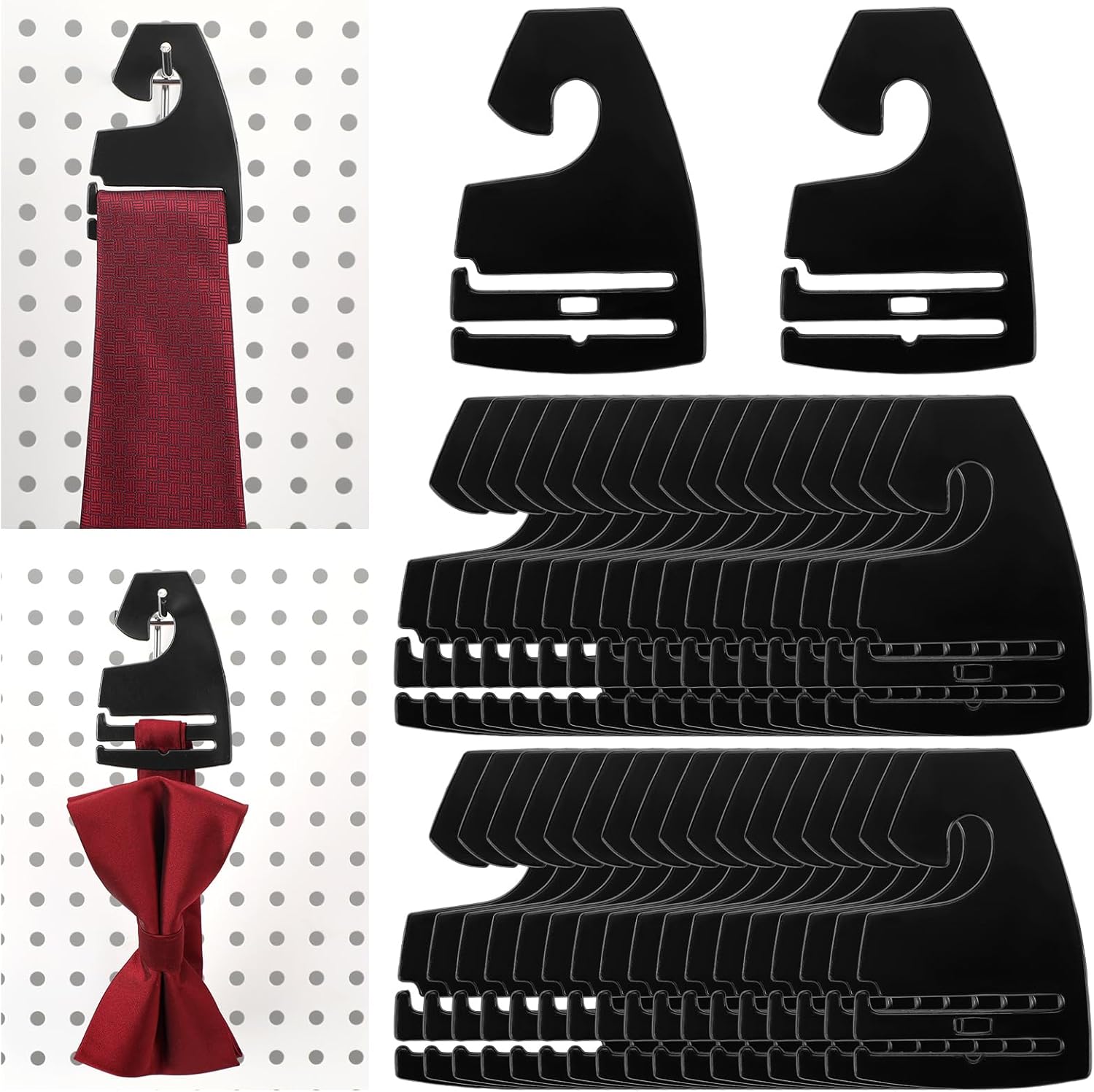 Maxdot 100 Pcs Tie Hangers, Plastic Neck Tie Holders for Display, Black Necktie Hook Hangers for Men Retail Closet, 2.8 x 2 inches