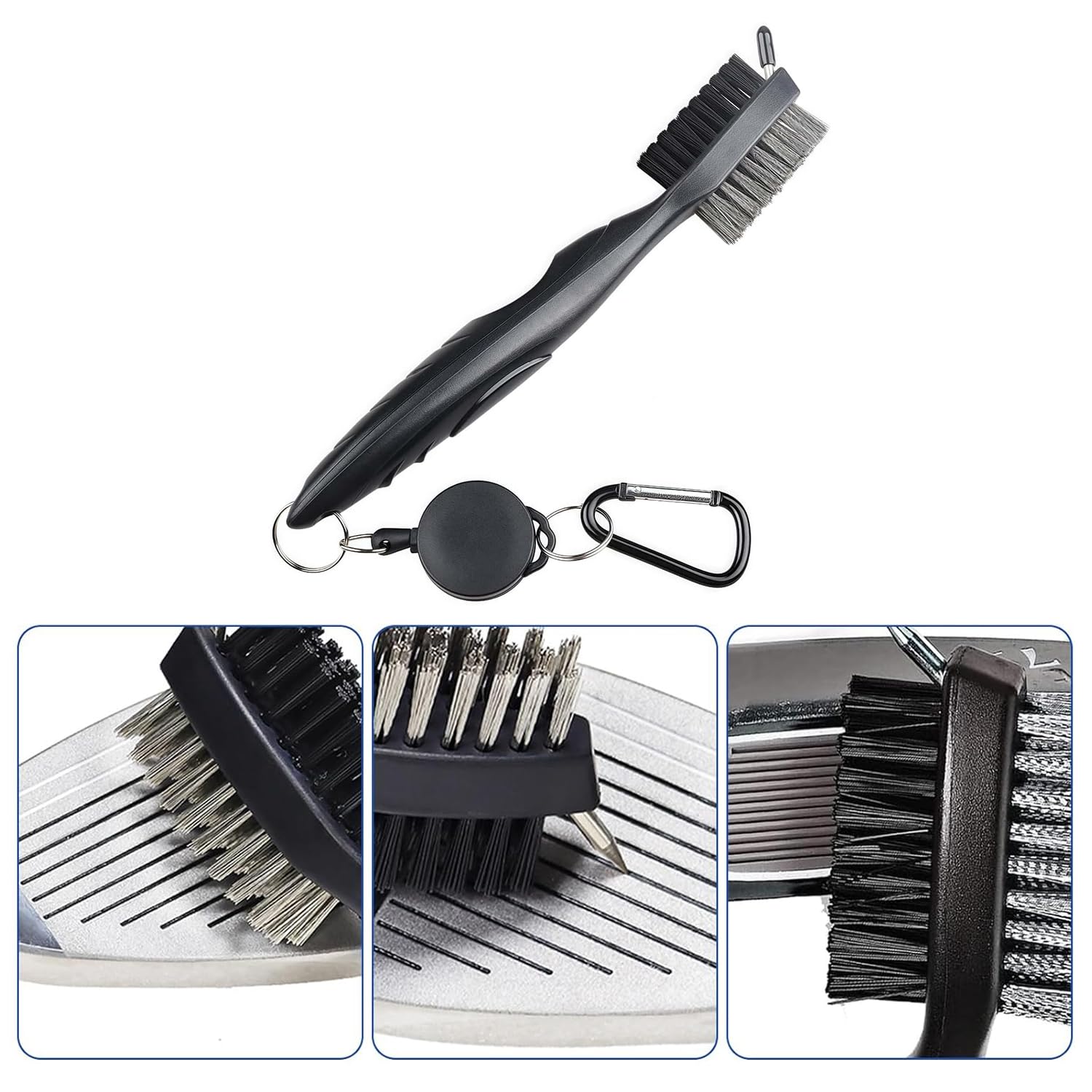 Cepillo de Golf y Limpiador de Ranuras 2 en 1,Limpiador Palos Golf,Regalos de Golf para Hombres,para Colgar en Bolsa de Golf