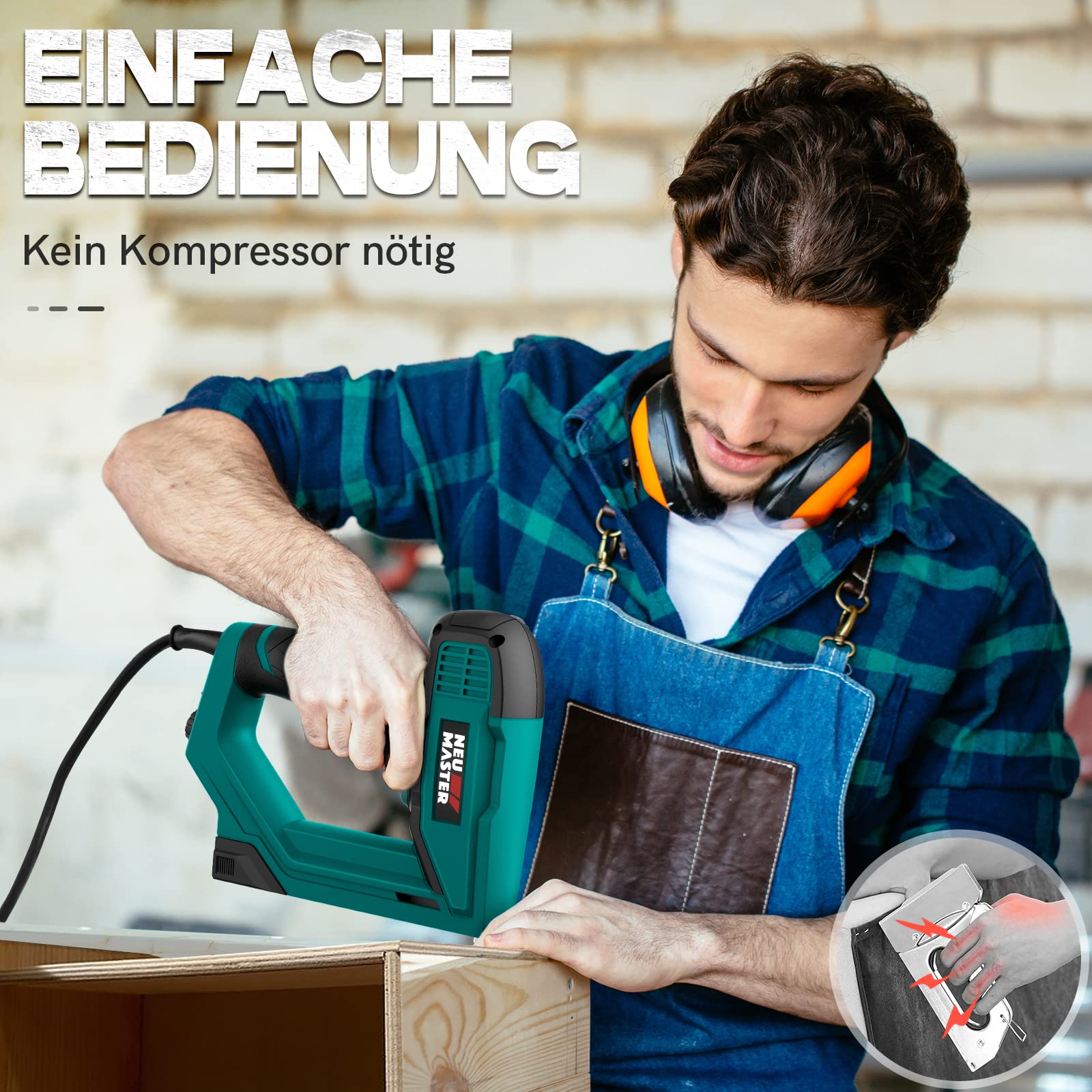 NEU MASTER Elektrotacker, Nagelpistole NTC0060 Elektrische Brad Nailer/Tacker für DIY-Projekte in den Bereichen Polsterung, Zimmerei und Holzbearbeitung, einschließlich 400 Klammern und 200 Nägel