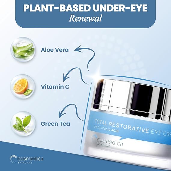 Cosmedica Skincare Eye Cream for Dark Circles and Puffiness | Anti-Aging Under Eye Cream with Caffeine, Peptides & Vitamin C | Reduces Wrinkles & Fine Lines | Lightweight, Non-Greasy | 0.7 oz