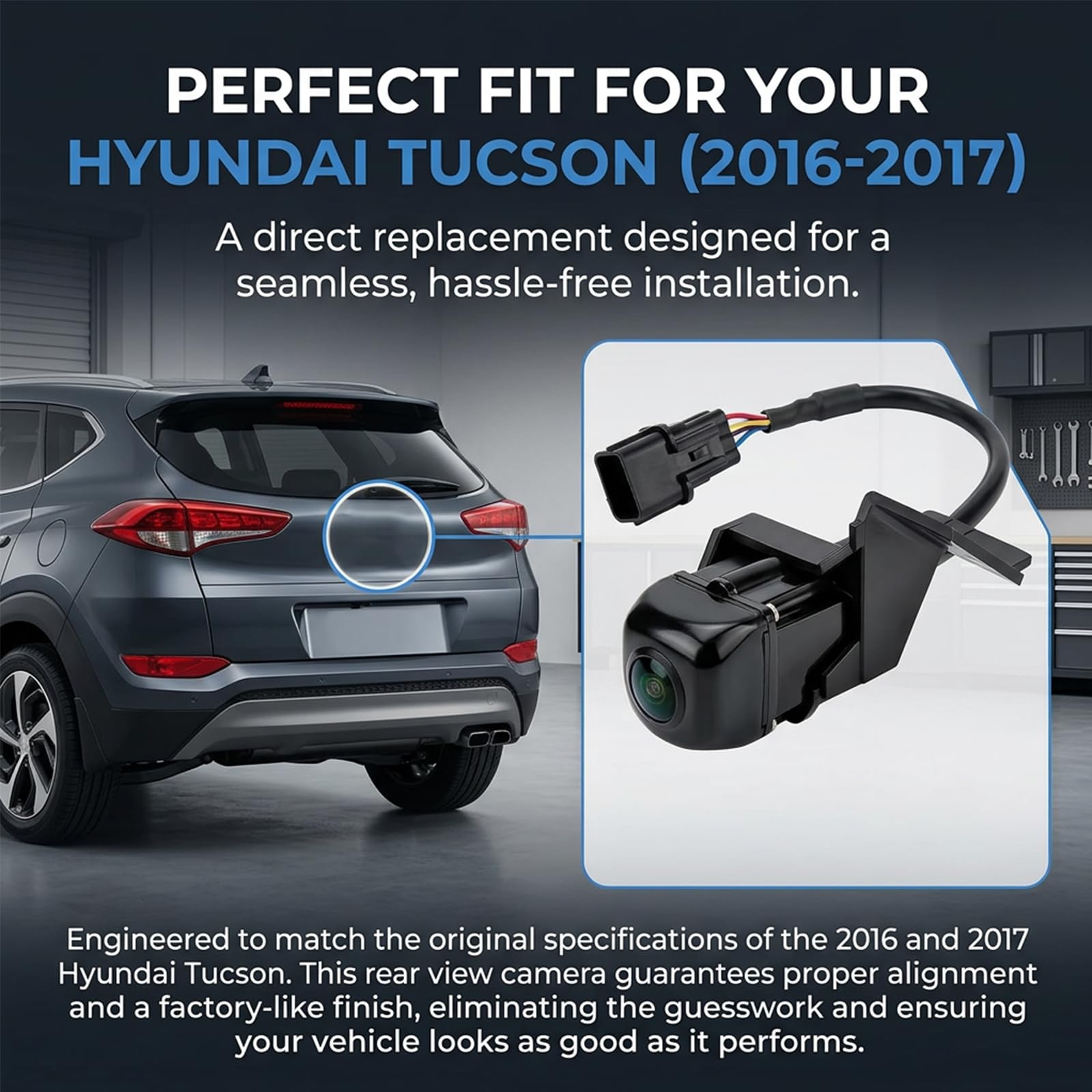 Telecamera Di Retromarcia Posteriore Per Hyundai Tucson 2016-2017, Cablata, Impermeabile IP68, OE 95760D3100