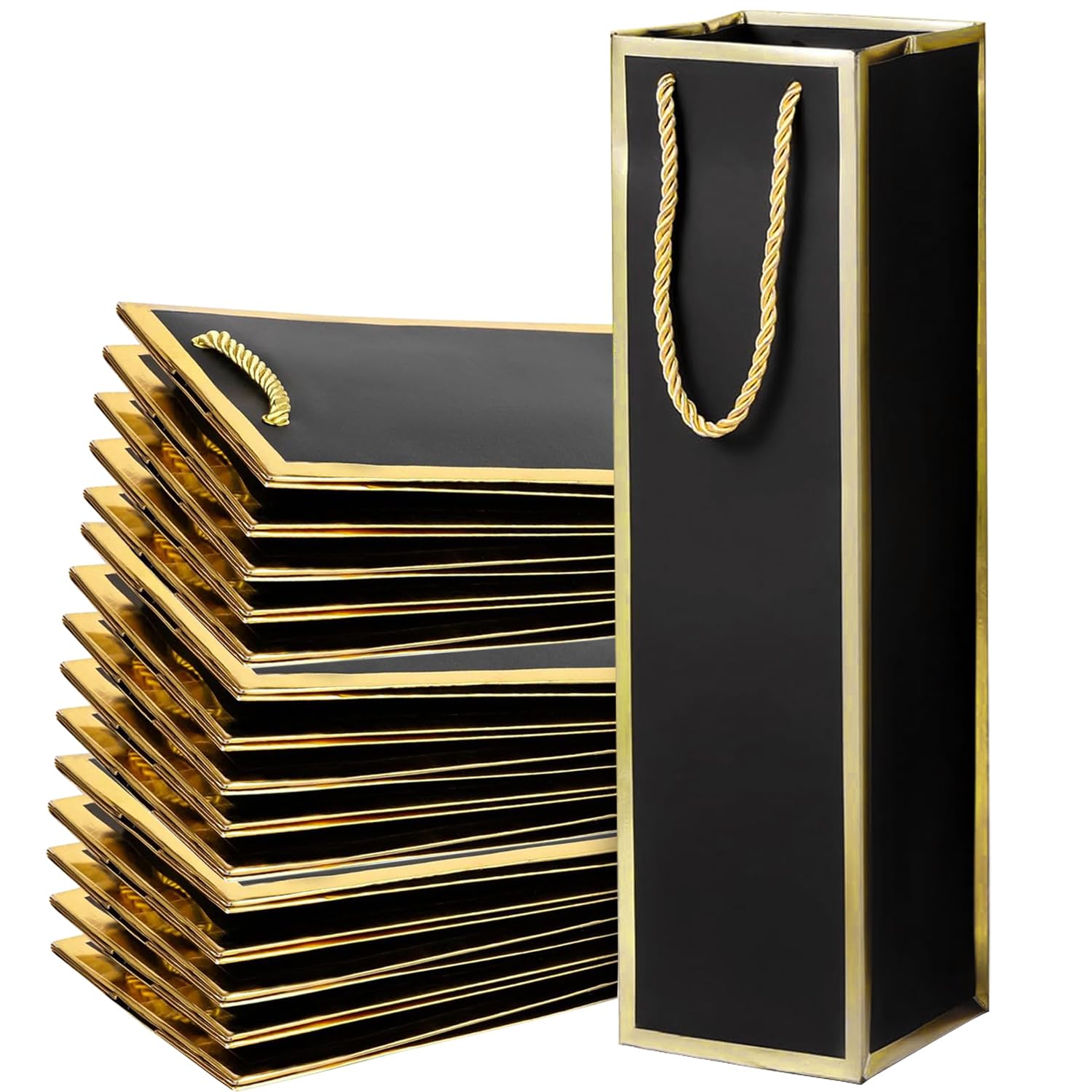 LOSYHU 20 Pack Wine Bottle Gift Bags, Sturdy Wine Paper Bags Bulk Single Wine Gift Bag with Handles, Reusable Single Bottle Carry Bag Champagne Tote Bag for Wedding Birthday Anniversary