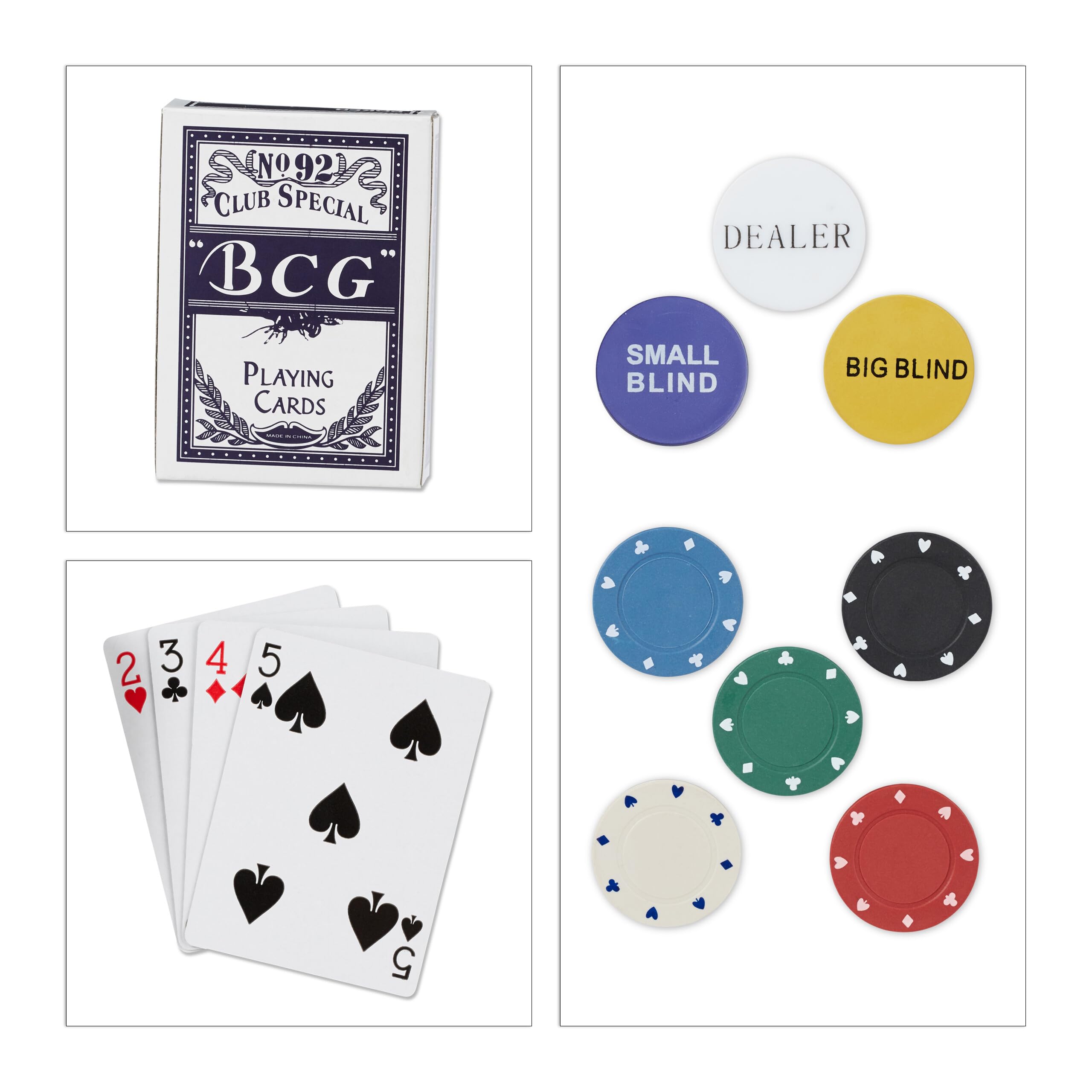 Relaxdays Set da Poker Completo, 200 Fiches, 54 Carte, Tappetino, Cofanetto Colorato
