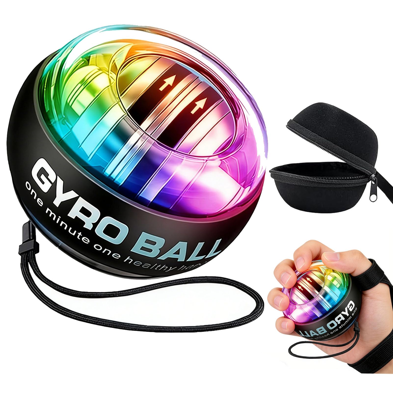 TZWXHDM 2026 New Wrist Ball Exerciser, Curaball Torque Ball with LED Lights and Portable Case, 6-Level Color-Shifting, PowerBall for Stronger Arms,