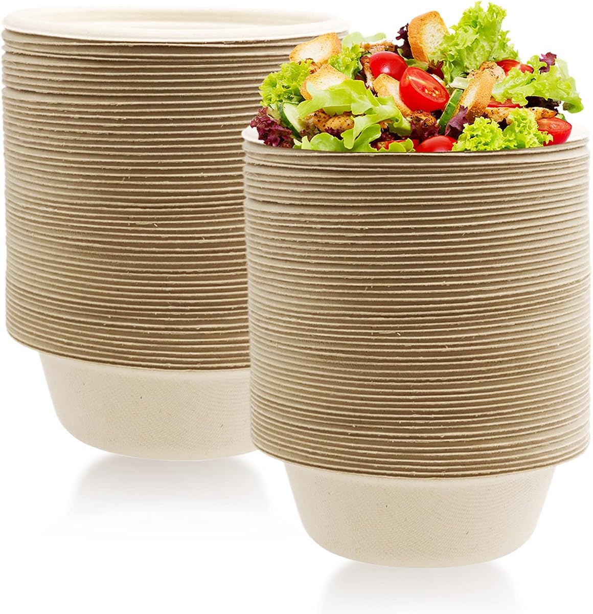 Lshfwn 100 Pack 12 oz Disposable Paper Bowls, Heavy Duty Compostable, Eco-friendly Bagasse Bowls for Parties, Restaurants, Catering