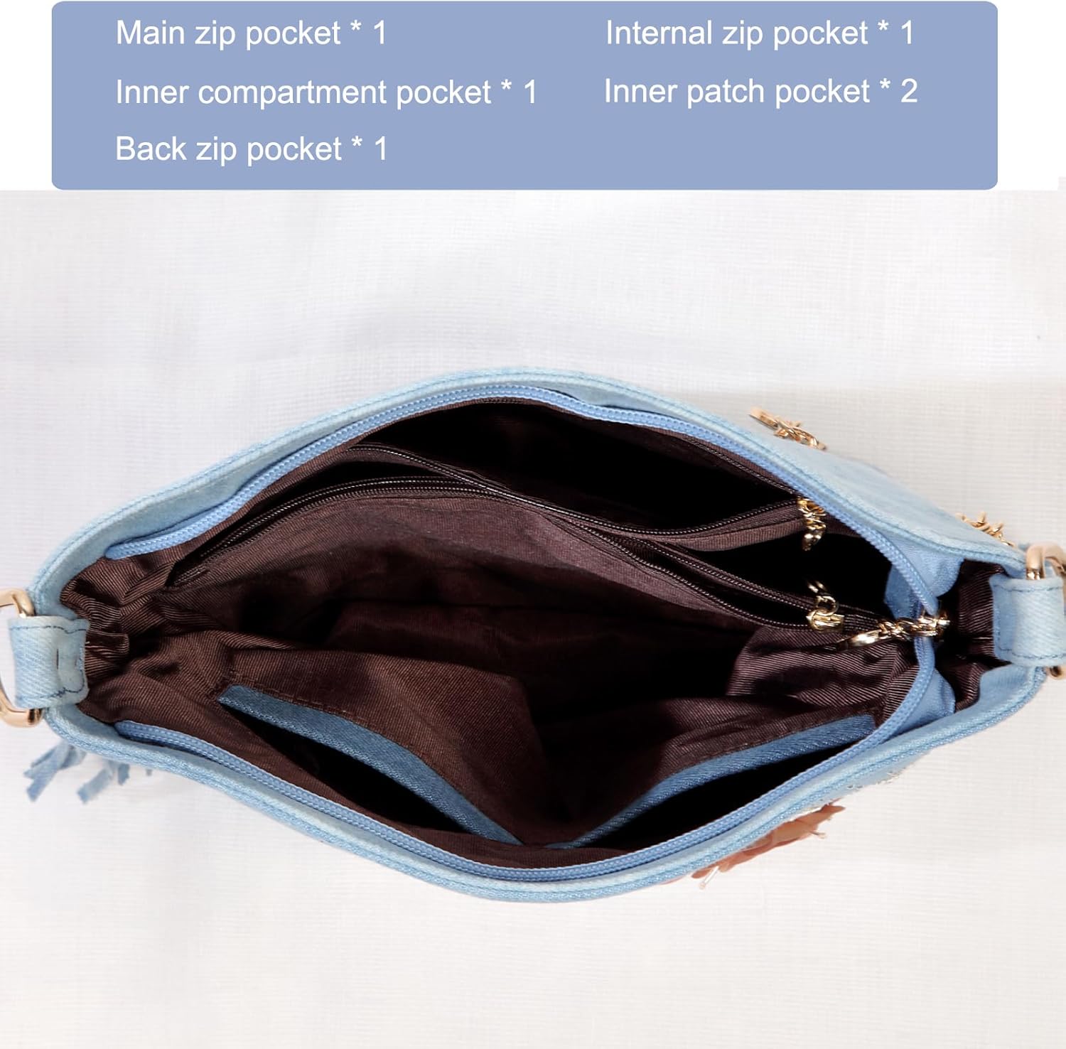 Denim Handbags for Women Top Handle Jean Purses and Handbags Denim Purse with Rhinestones