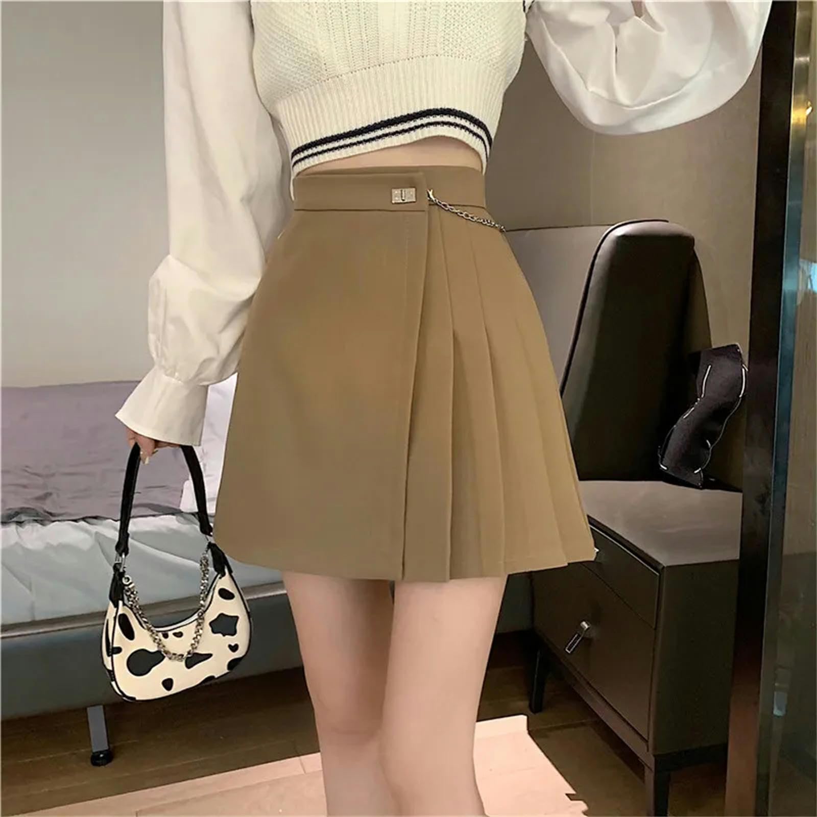 Skirt Narciarki z wysokim stanem damskie Styleall-Match Ladies A-Line szorty z rozcięciem