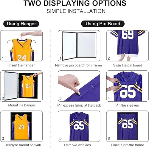Miniatura 6 de VERANI Paquete de 2 vitrinas con marco de jersey, marco de exhibición de jersey, caja de sombra de jersey con 98% de protección UV, acrílico para
