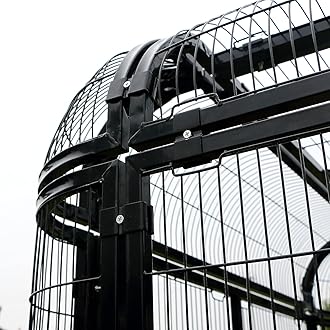wonline Parrot Cages for Large Birds Outdoor Extra Large Bird Cage with Bird Cage and Perch, Suitable for Macaws Canaries Parrots Budgie Lovebirds (Black)
