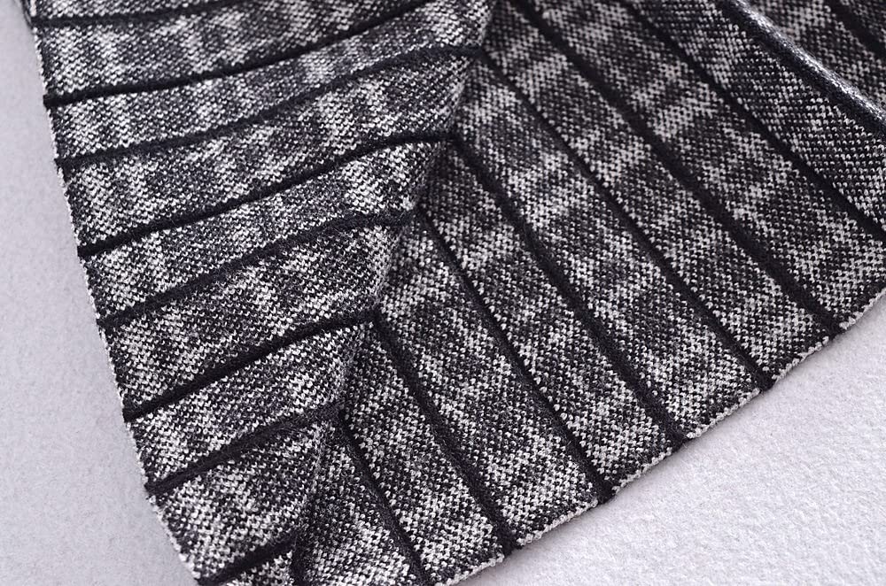 Faldas para Mujer Reino Unido,Falda De Invierno A Cuadros Cintura Elástica Onda Falda Plisada De Talle Alto De Punto Negro Faldas Plisadas Midi Acampanadas para(Coffee)