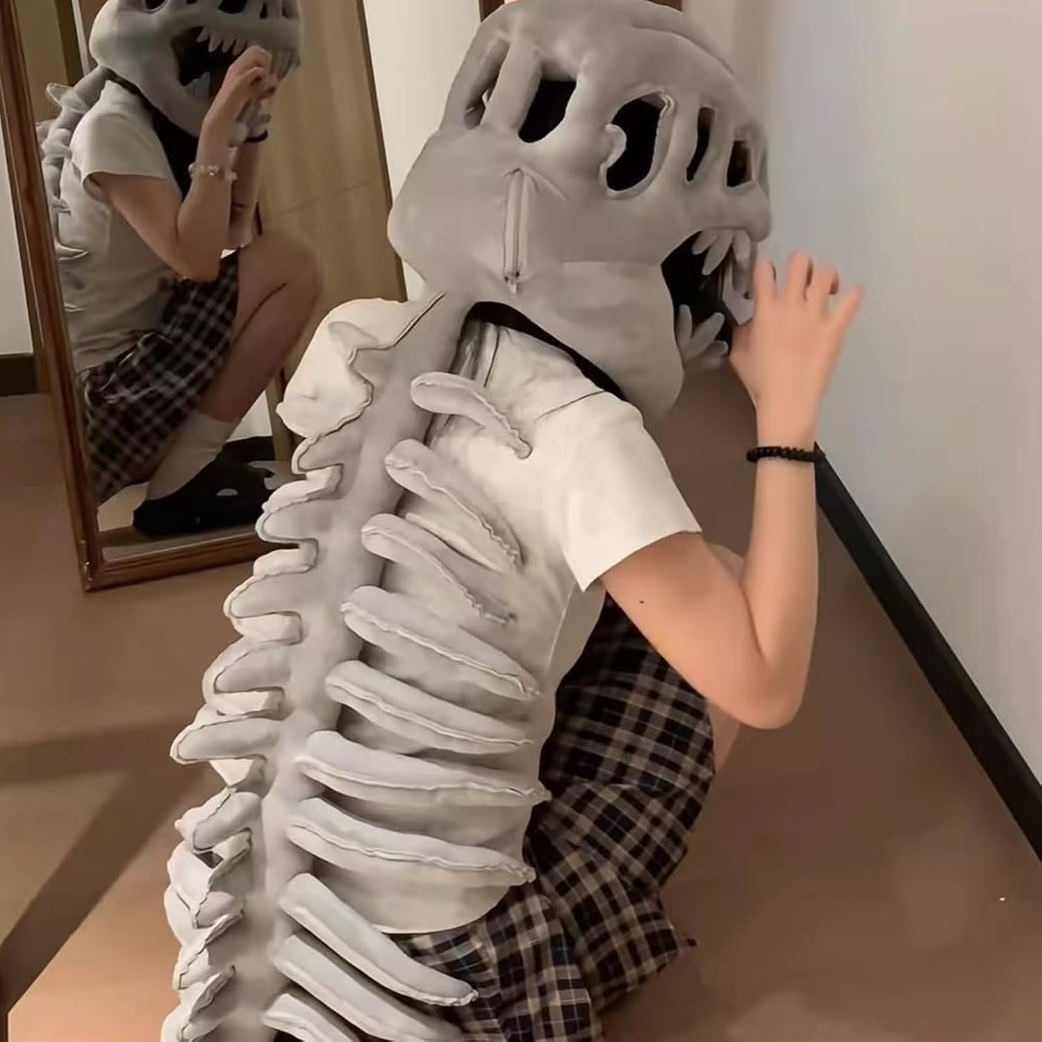 恐竜頭骨ヘッドピース,女性向け恐竜骨ヘッドピース | ハロウィン コスプレ 衣装 用 被り物 アクセサリー 子供 大人 男性 女性