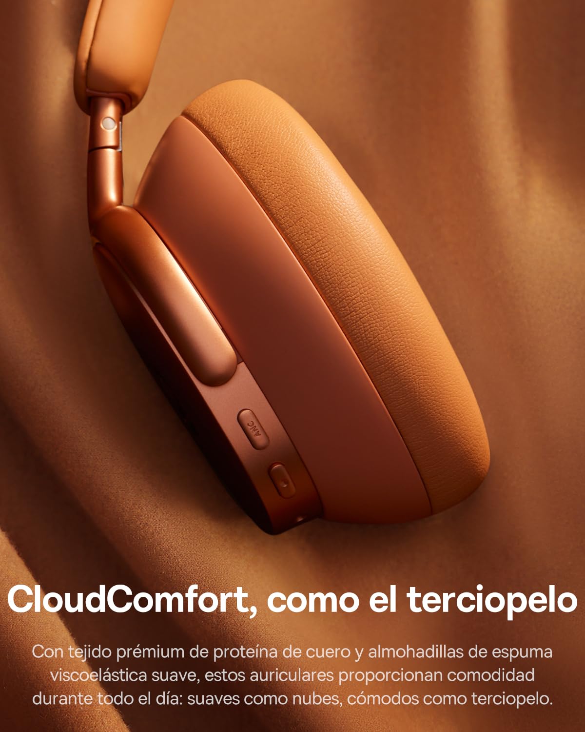 Baseus Inspire XH1 Auriculares inalámbricos Noise Cancelling, Sound by Bose, Comodidad Cloud, Dolby Audio y Hi-Res para un Sonido Increíblemente Dinámico, Autonomía de 100 h, Coral Atardecer
