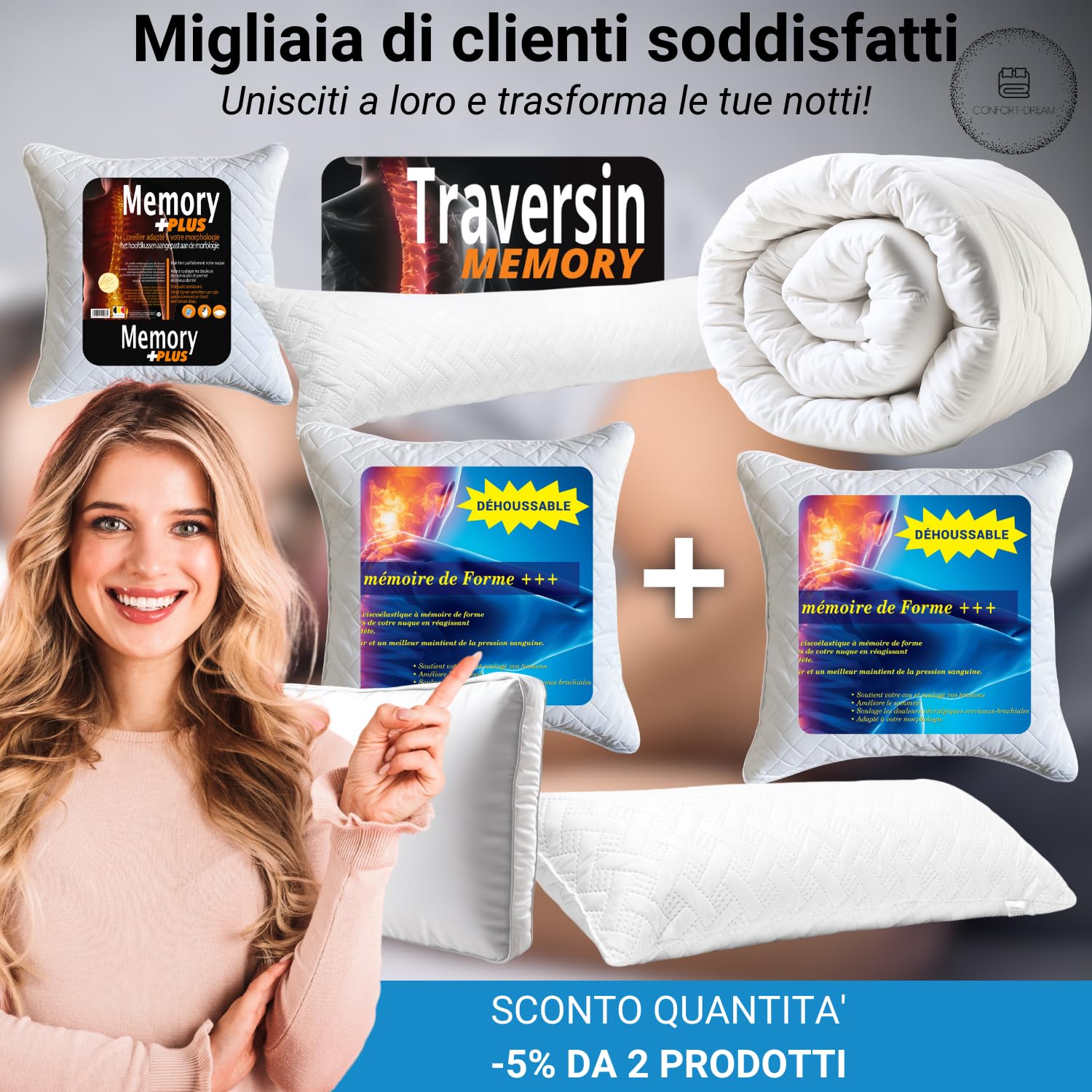 Cuscino Memory Foam +++ 60x60cm Sfoderabile
