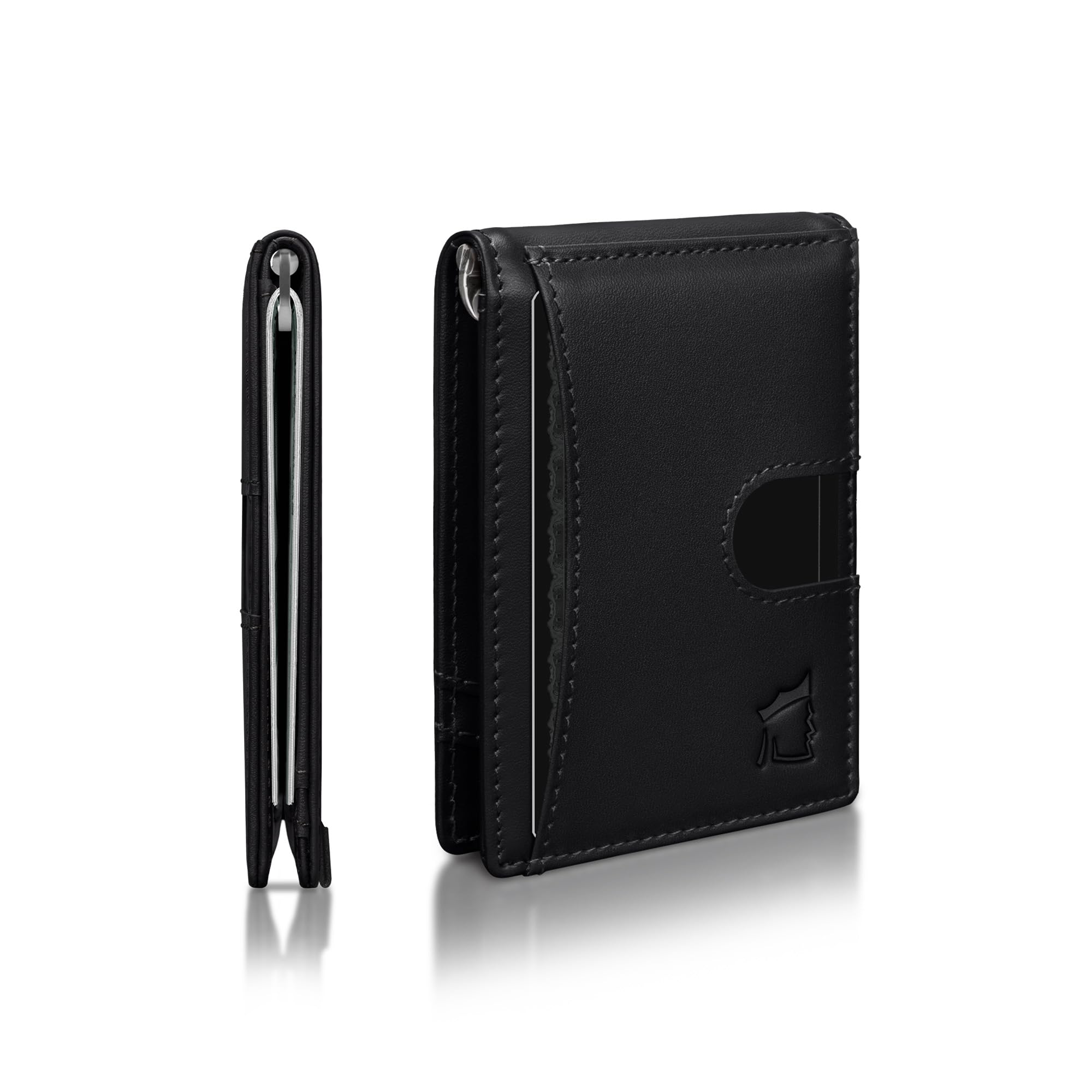 Kingly Cash Clip Slim Leather Wallet for Men with RFID Blocking & Money Clip - Minimalist Front Pocket Bifold Wallet Holds 12 Cards - Secure Card