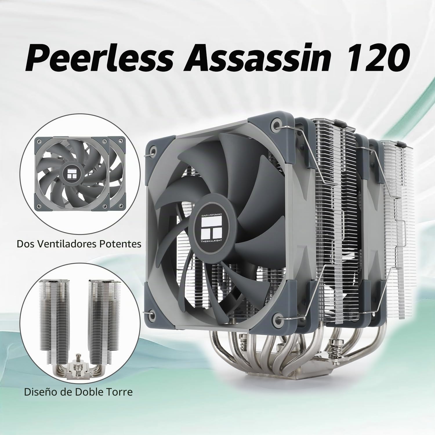 TR Peerless Assassin 120 Enfriador de aire de CPU,6 tubos de calor, ventilador doble PWM TL-C12 de 120 mm,Tecnología AGHP, para AMD AM4 AM5,Intel 1700/1150/1155/1200/2011
