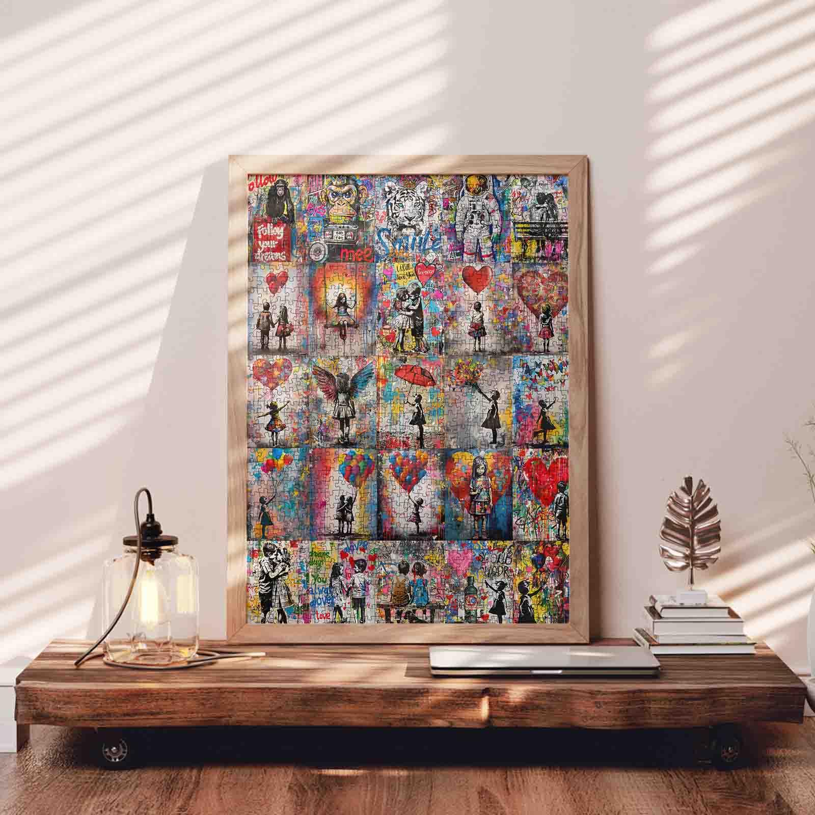 Tucocoo Graffiti Street Art Puzzle, 1000 Pieces, Impossible Puzzles for Adults Colorful Banksy Girl Collage - Image 3