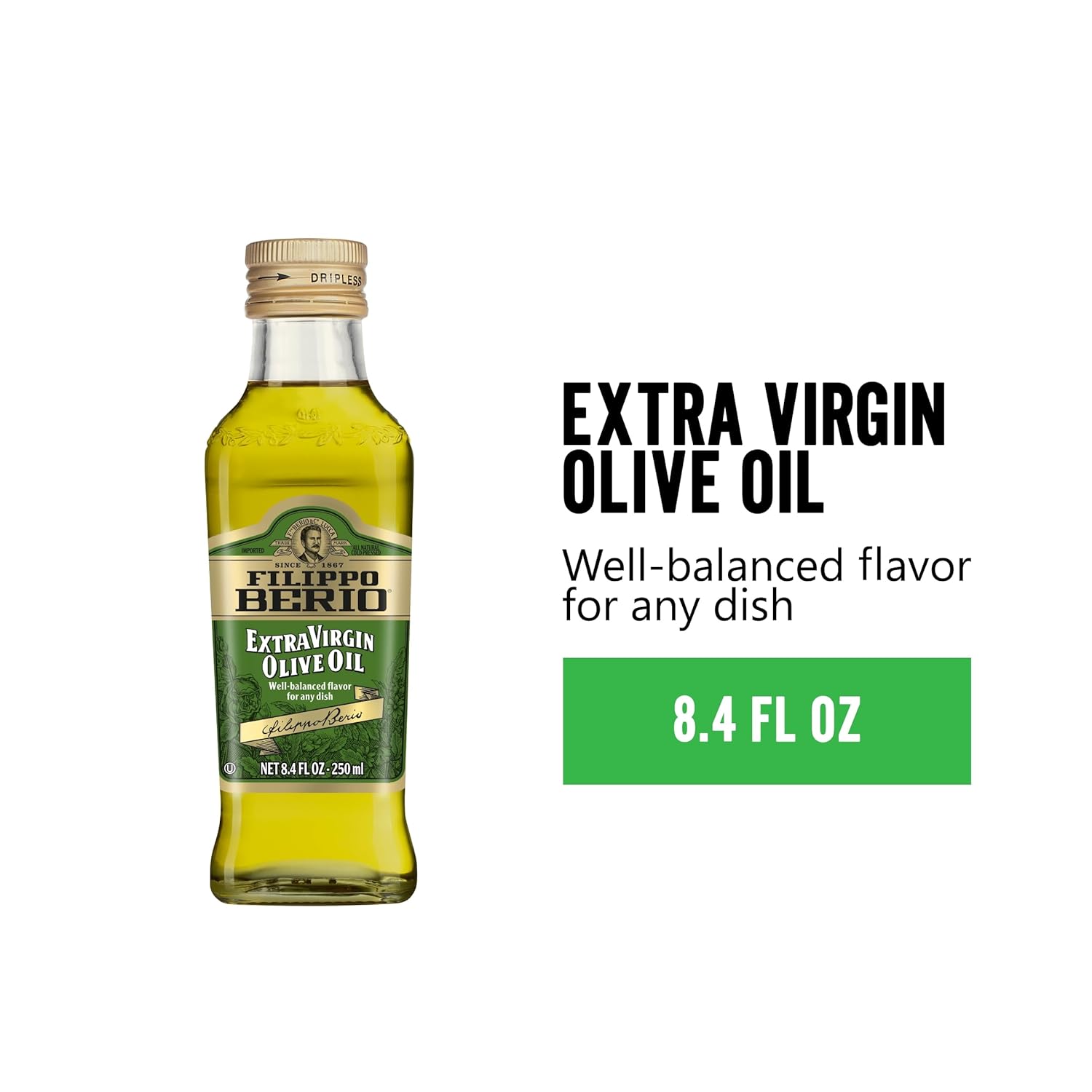 Filippo Berio Extra Virgin Olive Oil, 8.4 Ounce Glass Bottle (Pack of 12)