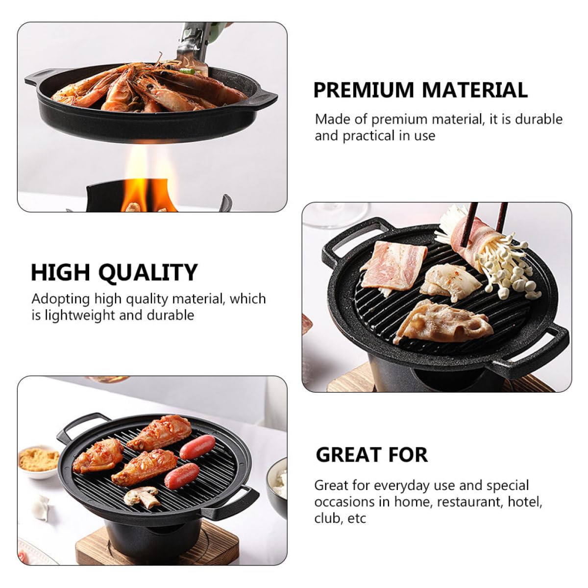 Wewnętrzny grill bezdymny piec na węgiel drzewny z koreańską patelnią grillową i mini stojakiem do grillowania – kompaktowy system gotowania na drewnianej podstawie do spotkań rodzinnych