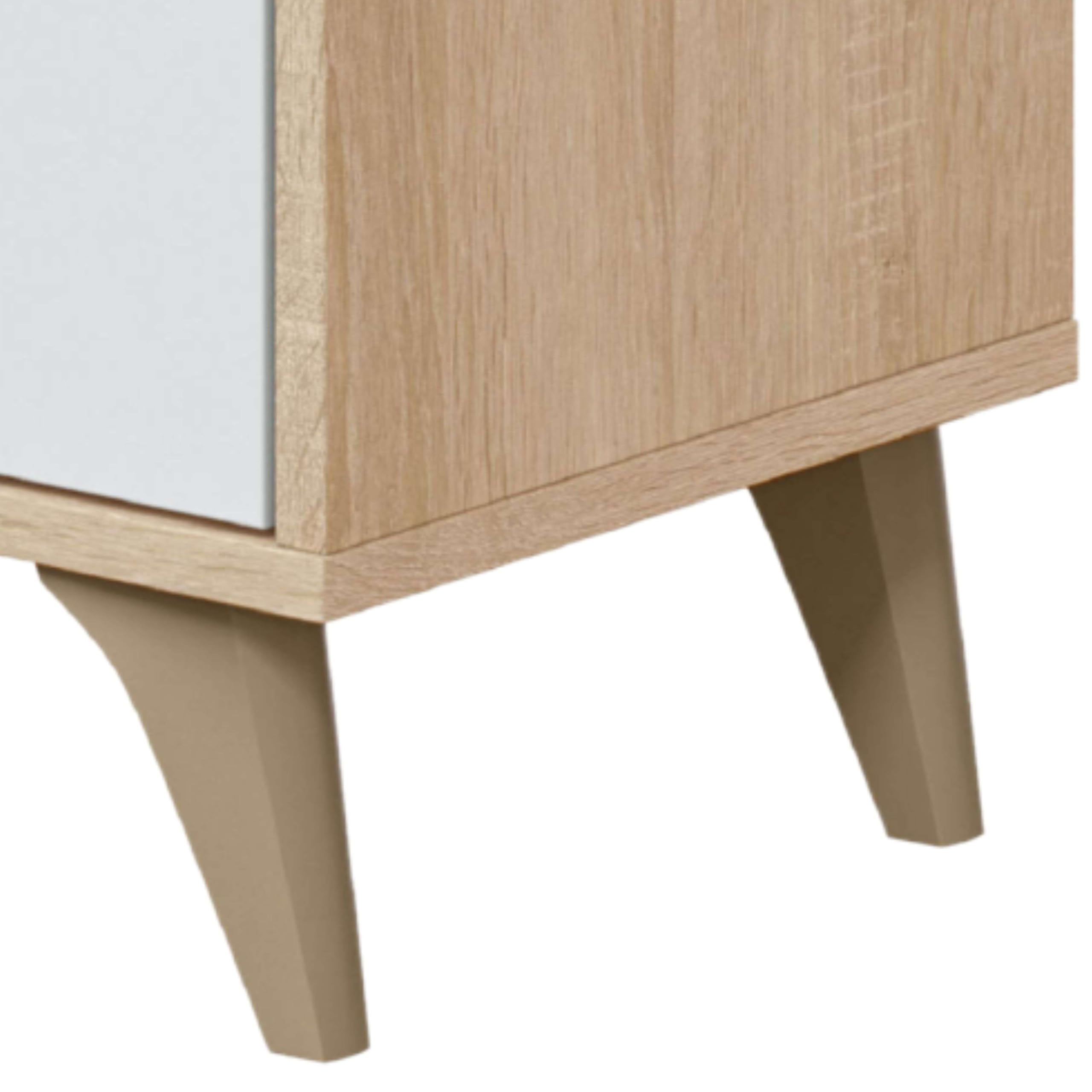 Habitdesign Vitrina con 3 Puertas, Bueffet para salón, Modelo Kikua Plus, Acabado en Blanco Artik y Roble Canadian, Medidas: 77 cm (Ancho) x 142 cm (Alto) x 33 cm (Fondo)