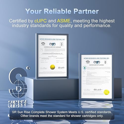 Miniatura 7 de SR SUN RISE Grifo de ducha de barra deslizante de 10 pulgadas, cabezales de ducha de alta presión de lujo y rociador de mano, sistema de ducha