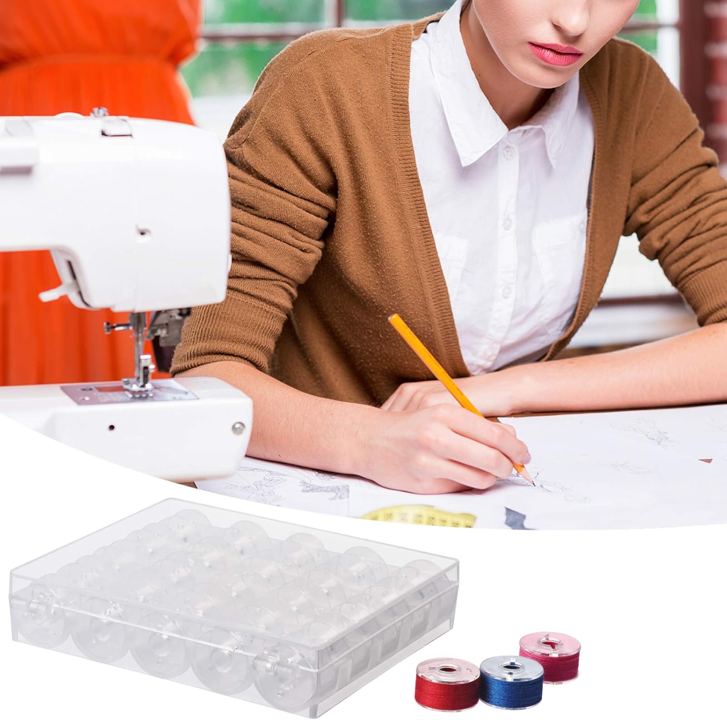 25 Pcs Sa156 Bobbins for Brother Sewing Machine，Bobbins for Singer, Brother Se600 Bobbin, 15j Bobbins, Bobbins Class 15, Janome Bobbins, Sewing Machine Bobbins, Plastic Bobbins with Case