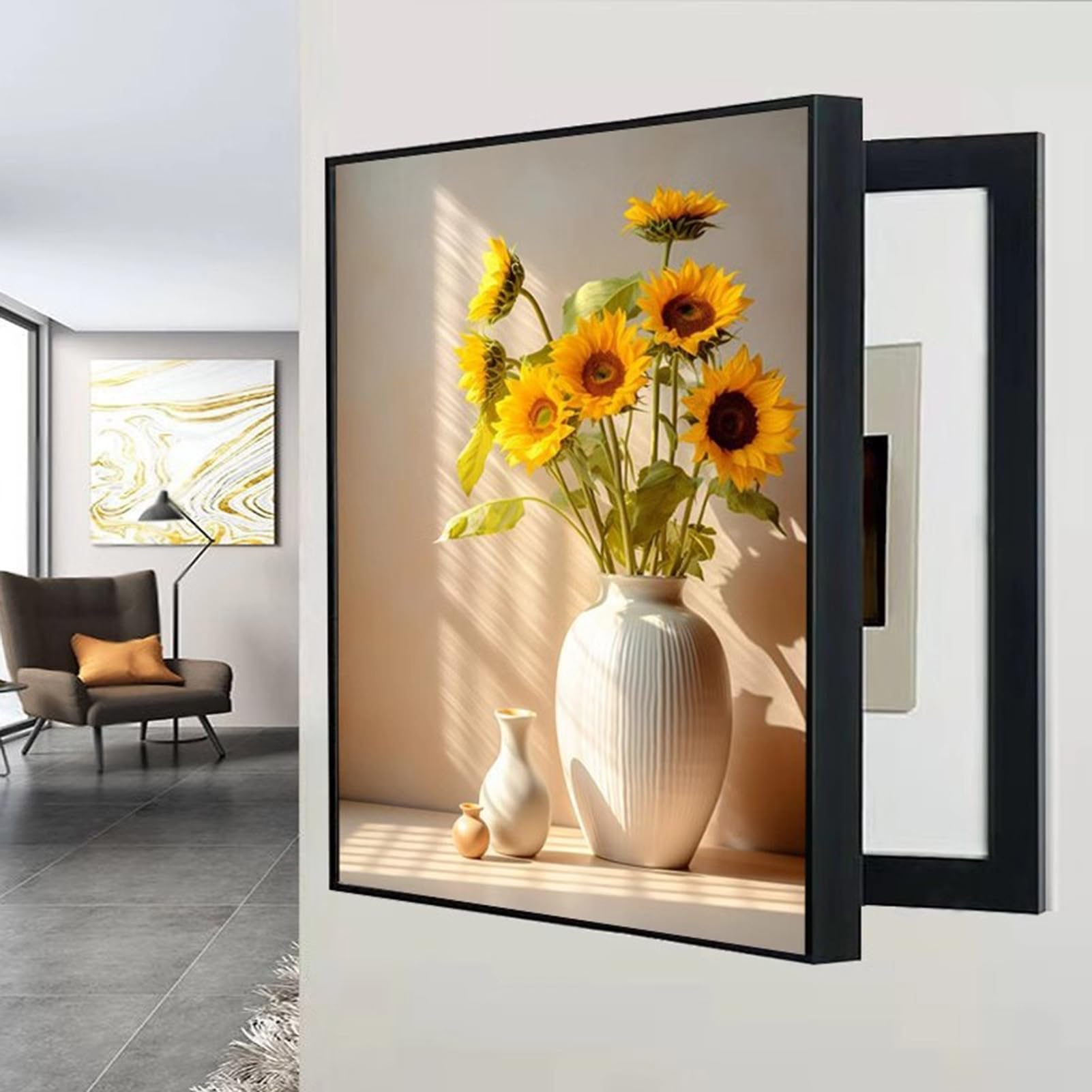 Breaker Box Cover Decorative, Wall Mounted Hide Fuse Box Cover Cabinet, Meter Box Decorative Painting, for Breaker Electrical Panel Fuse Switch(B,35X45CM)