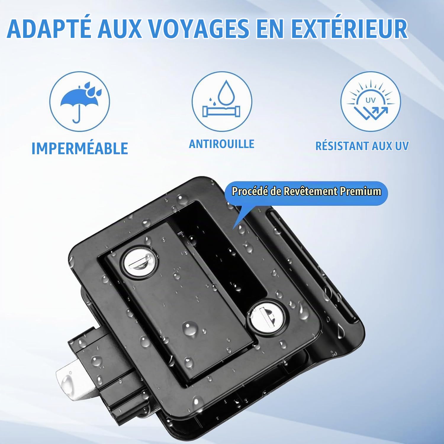 Serrure de Porte de Caravane, Loquet de Porte de Camping-Car avec Clés, Verrou de Porte d'entrée à Double Ouverture en Alliage de Zinc, Serrure Camping Car pour Camion, Remorque de Voyage