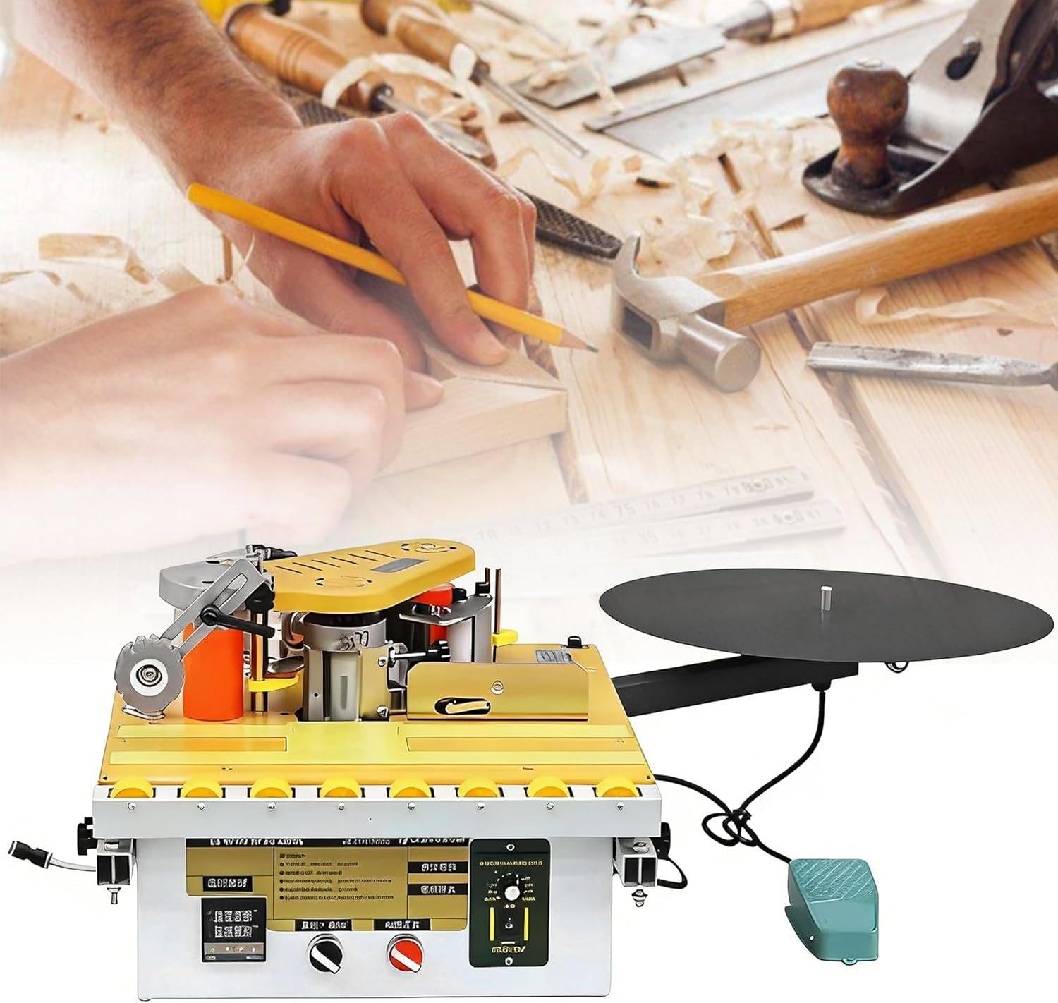GYKOZY Portable Edge Bander for Woodworking, Automatic Gluing and Cutting Machine with Temperature Control for Panel Edges