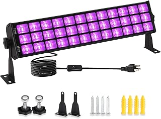 Upgraded 76W 108 LEDs Black Light Bar, IP66 Waterproof Blacklight Flood Light with Switch+Plug+5ft Cord, Light Up 1300ft for Glow Party Body Paint Bedroom Halloween Fluorescent Poster Tapestry