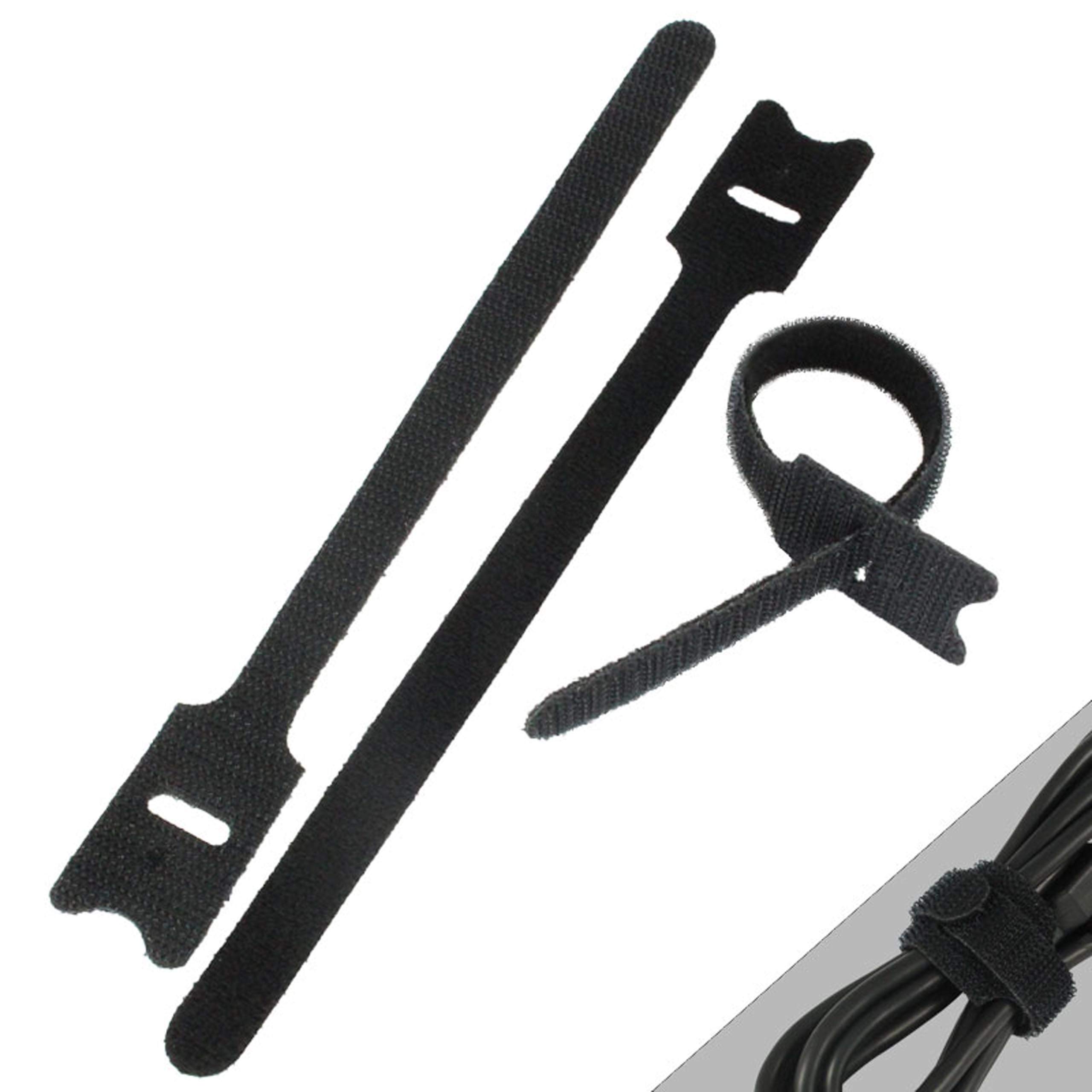 Klebeshop24 Klett Kabelbinder schwarz 12 mm x 200 mm, 100 Stück