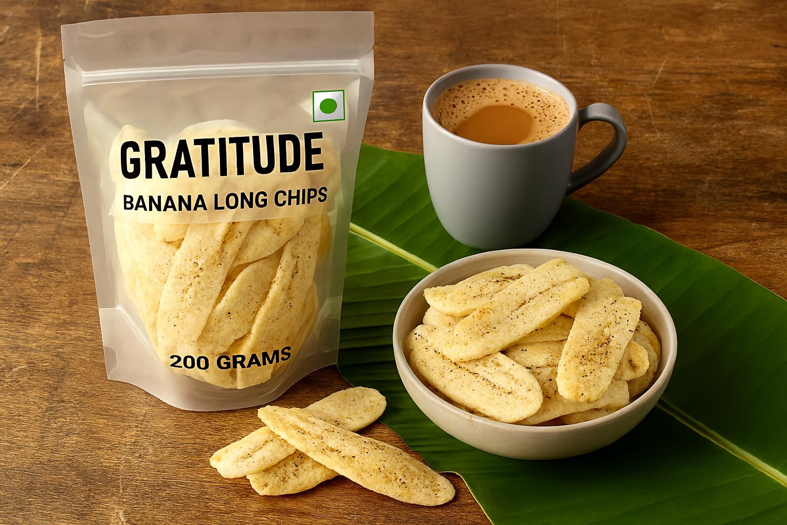 Gratitude South Indian Style Banana Chips Salt & Pepper – Handmade, Organic, Nylon Cut 200g 2