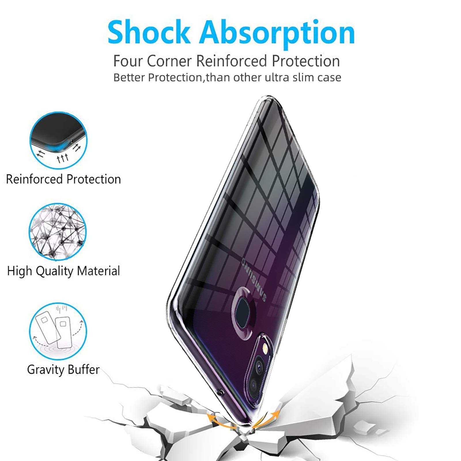 NEW'C Funda para Samsung Galaxy A40, Anti-Choques y Anti-Arañazos, Silicona TPU, HD Clara