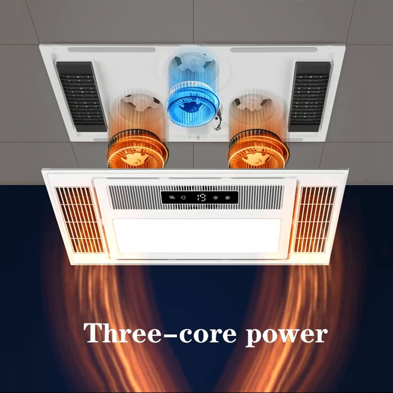 sdneNest Ventiladores de ventilación, combo de calentador y luz, calentador de baño, soplador de aire cálido de techo integrado, ventilador de escape de baño con iluminación LED, cinco en uno