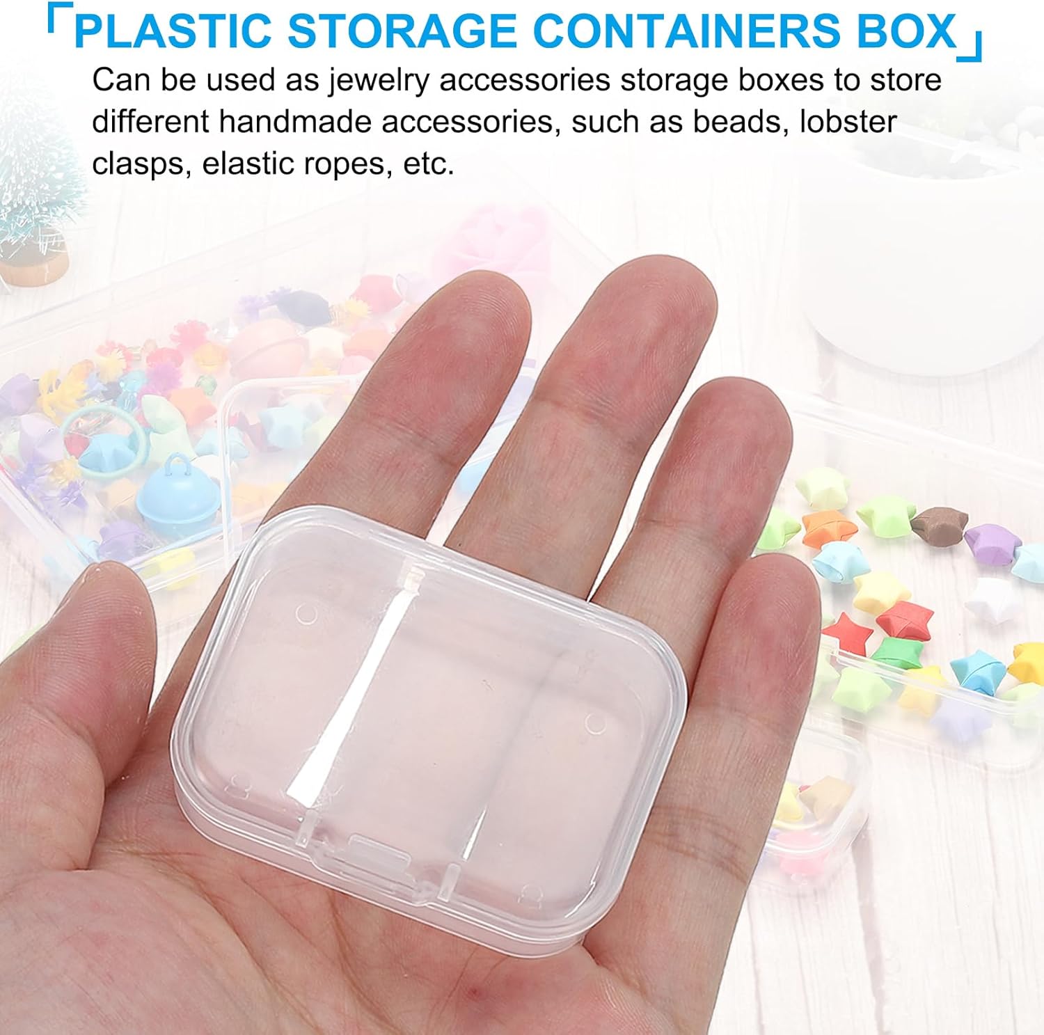 PATIKIL 2.2x1.6x0.8 Inch Mini Plastic Storage Containers Box, 100Pcs Clear Rectangle Organizer Container with Hinged Lids for Collecting Small Items Beads Jewelry Art Craft