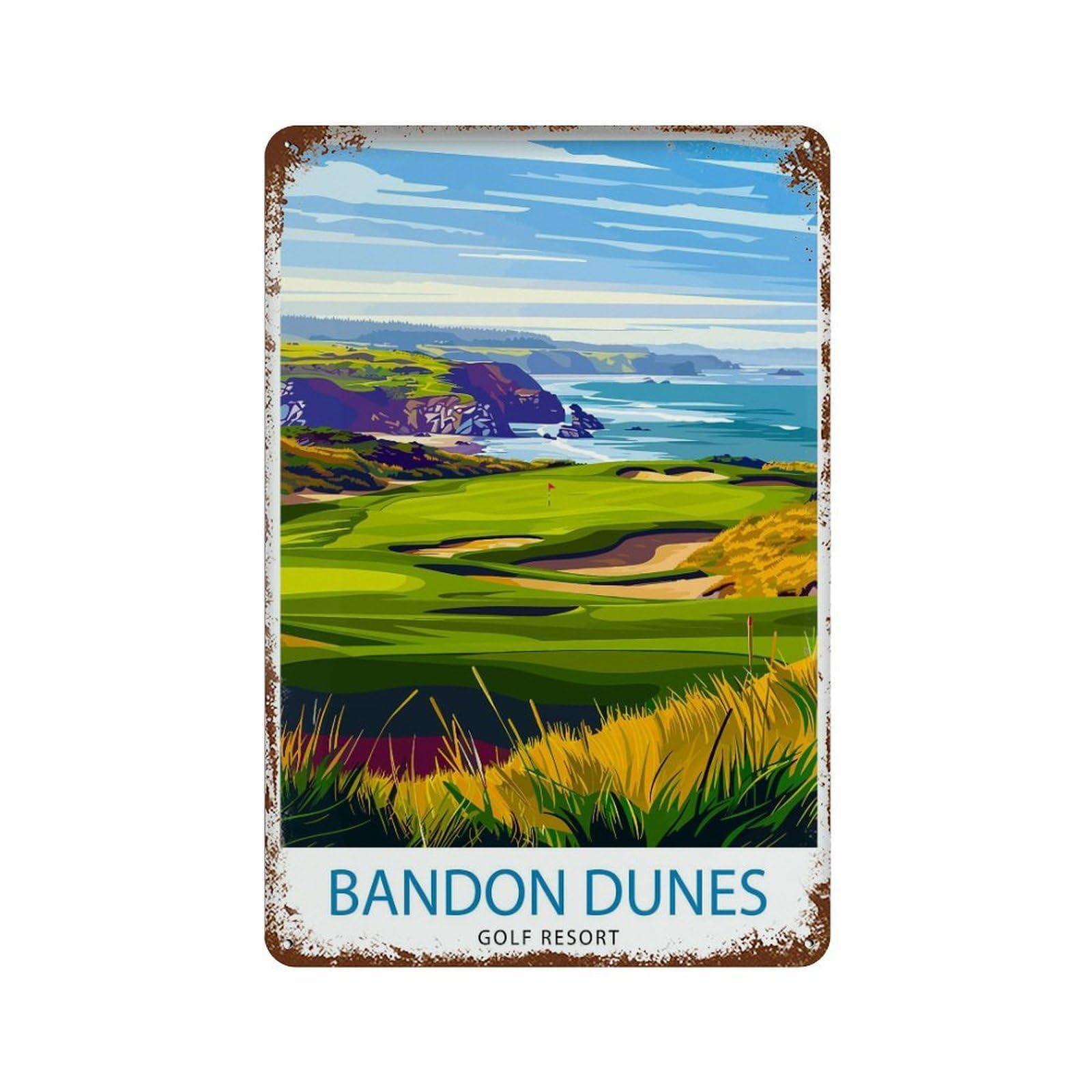 xiaoxiaoshen Bandon Dunes Golf Resort Oregon Travel Wall Decor Art Metal Tin Poster Modern Home Decor Art Home Bar Shop Decorations Vintage Sign 30x20cm