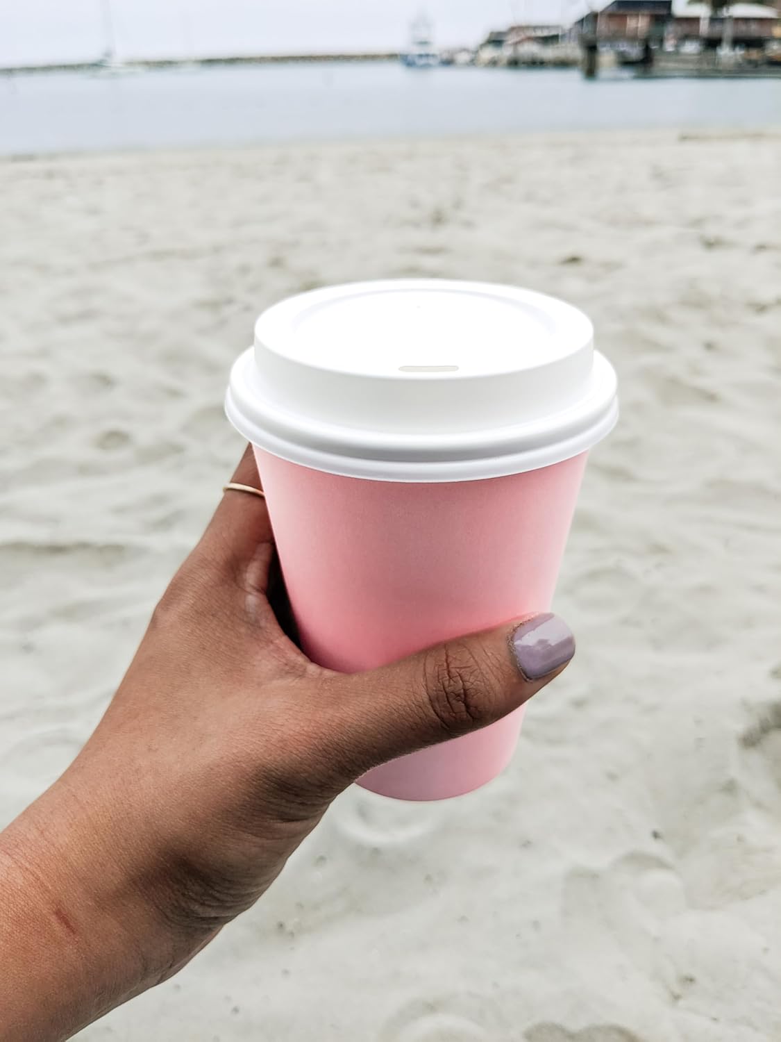 BrewHouse Disposable Coffee Cups with Lids 12 oz | Luxury To Go Paper Coffee Cups with Lids | 25 Count Pink - Image 5