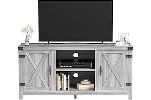 JUMMICO TV Stand for 65 Inch TV: Rustic Entertainment Haven in Grey