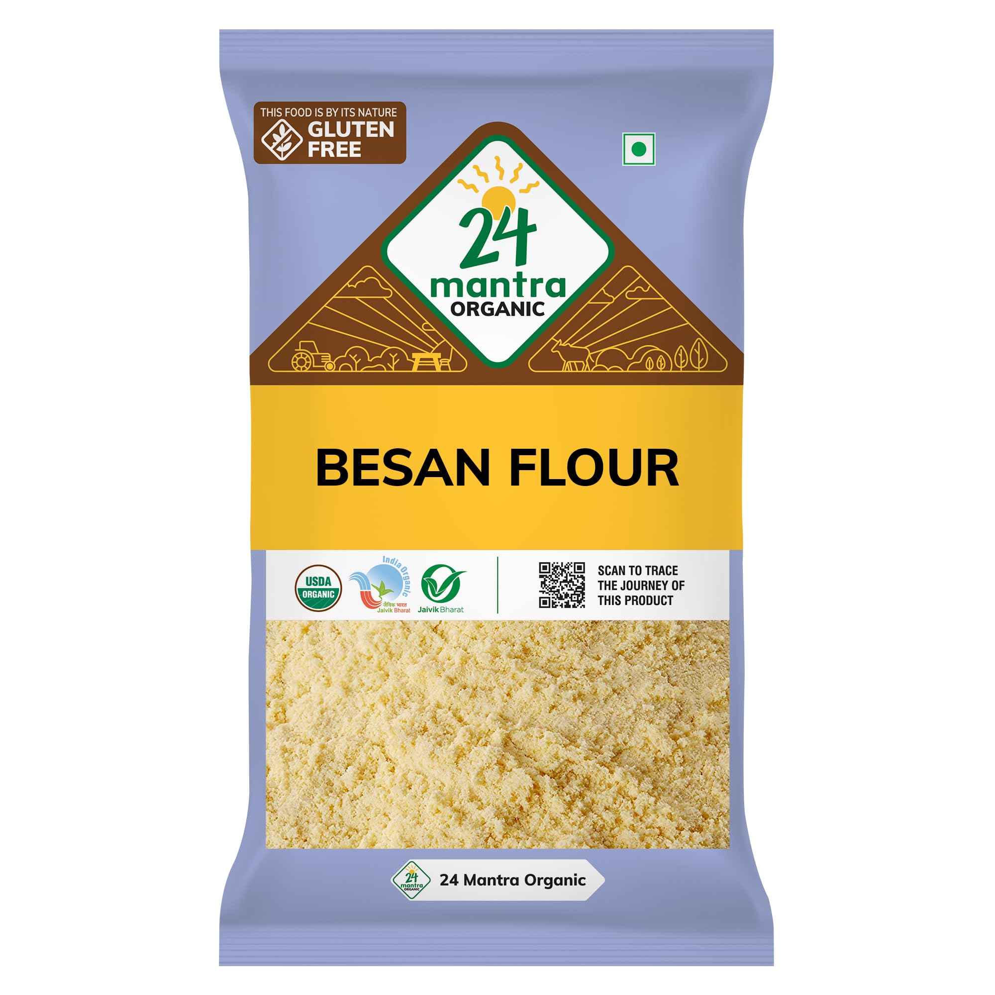 24 Mantra Organic Besan/Gram Flour/Besan Pindi - 500gms | Pack of 1 | 100% Organic | Chemical Free & Pesticides Free | Uniform Particle Size | Unadulterated-image-5