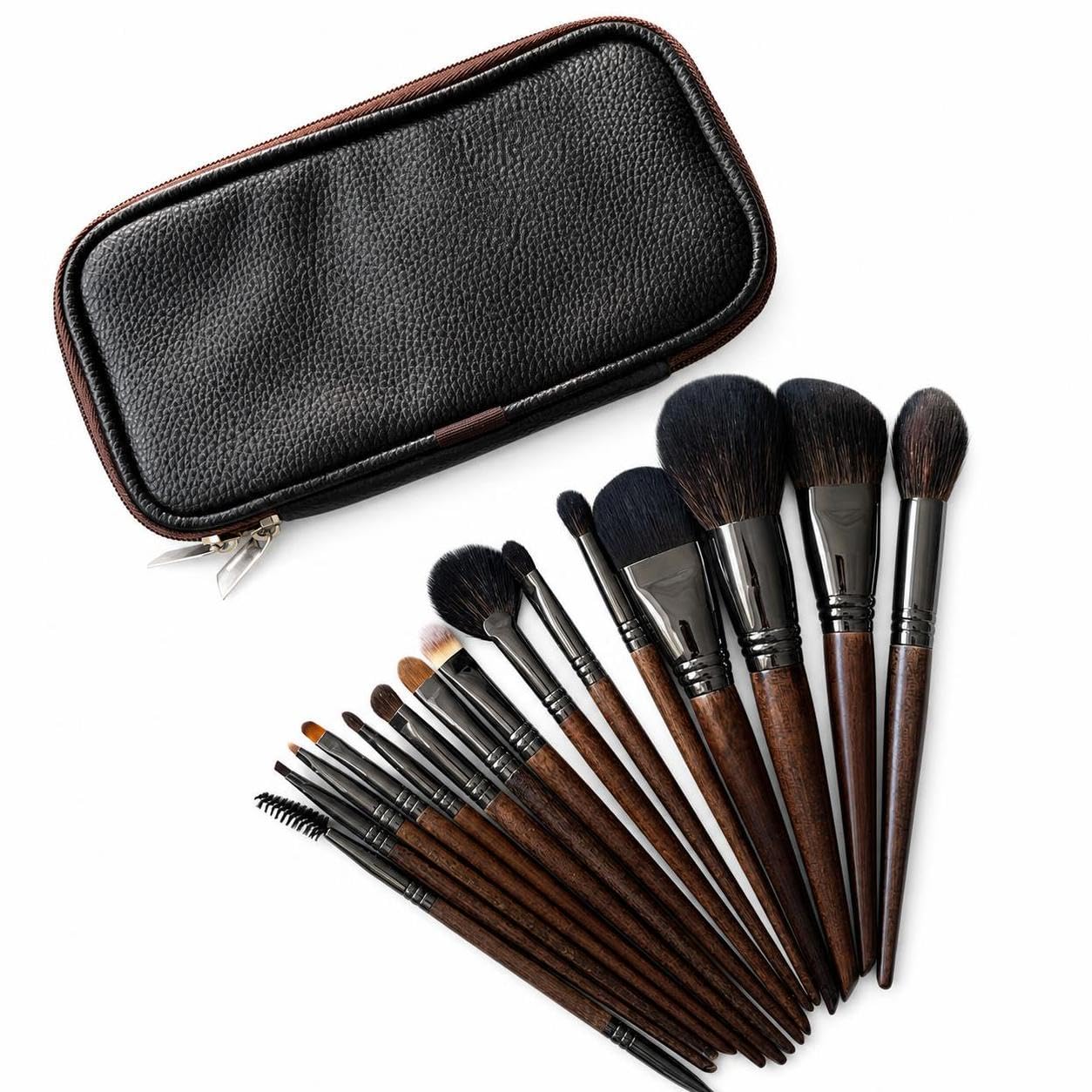 15 Pezzi Morbidi Pennelli Trucco Set, Adatto per Trucco, Pennello Fondotinta e altro, con Custodia da