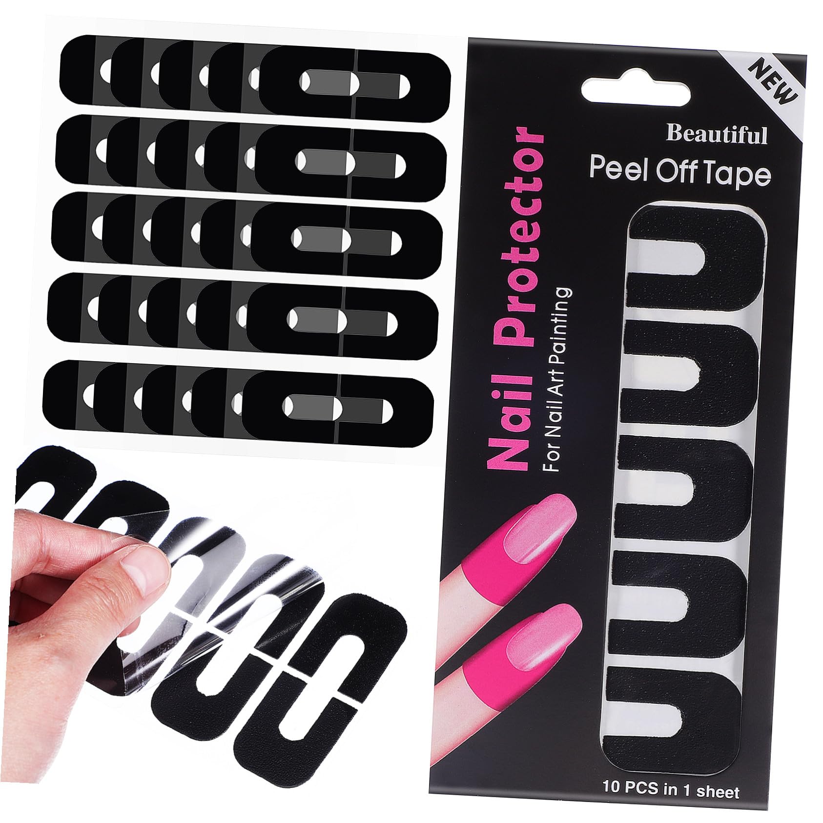 100 Feuilles Couvre-ongles Silicone U-forme Film de Protection Noir Anti-débordement pour Vernis Gel Couvre-ongles Adapté à Tous Doigts Accessoire Manucure Professionnelle et