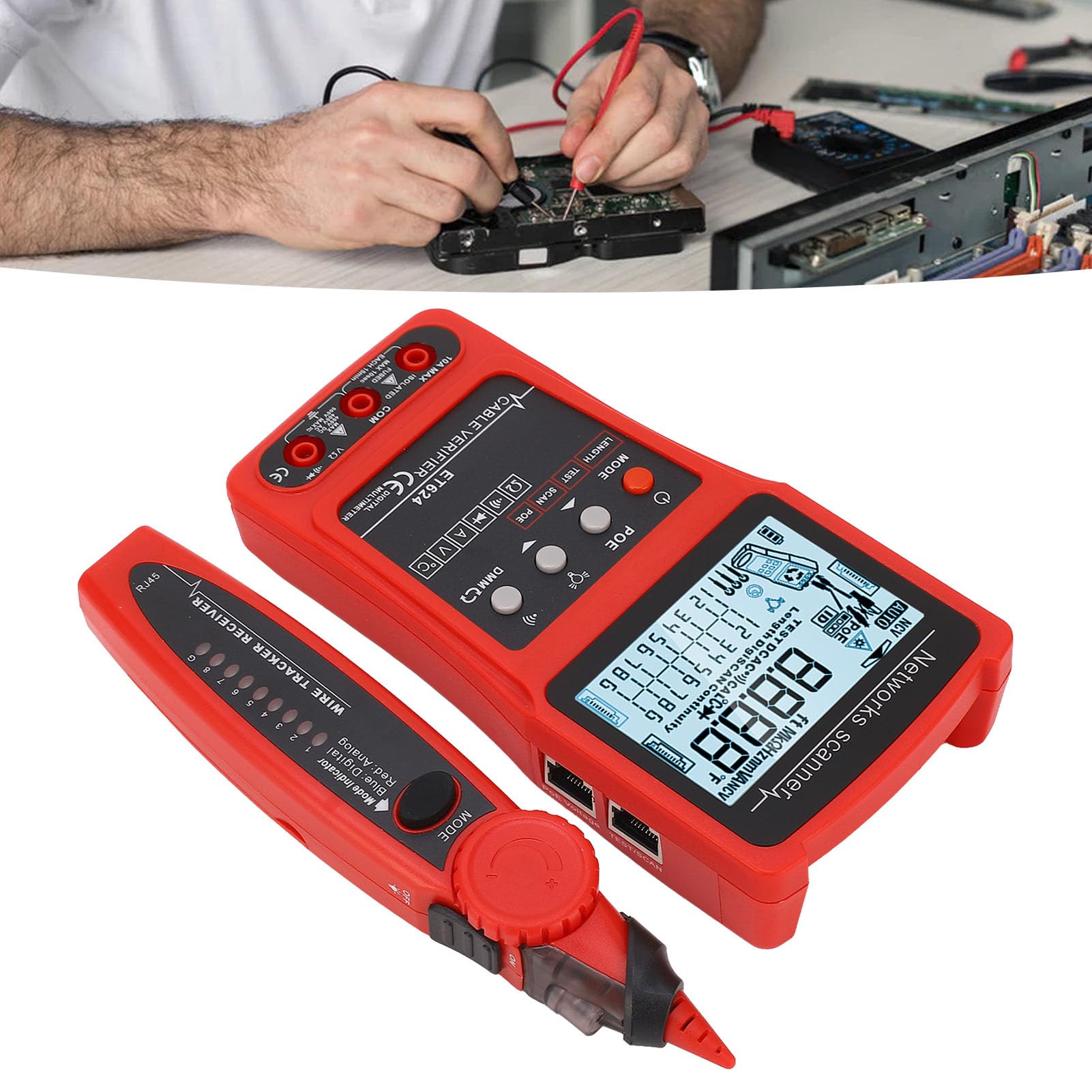 Topiky Multifunktions-Kabeltester, Netzwerkkabeltester mit Digitalem