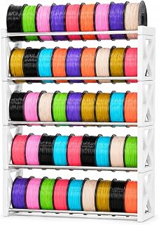 3D Printer Filament Storage Rack, 5-Tier Filament Spool Holder Organizer, Holds up to 45 1KG Spools, 19mm Steel Tube, 40KG per Tier, Space-Saving Rack for 3D Printing Supplies
