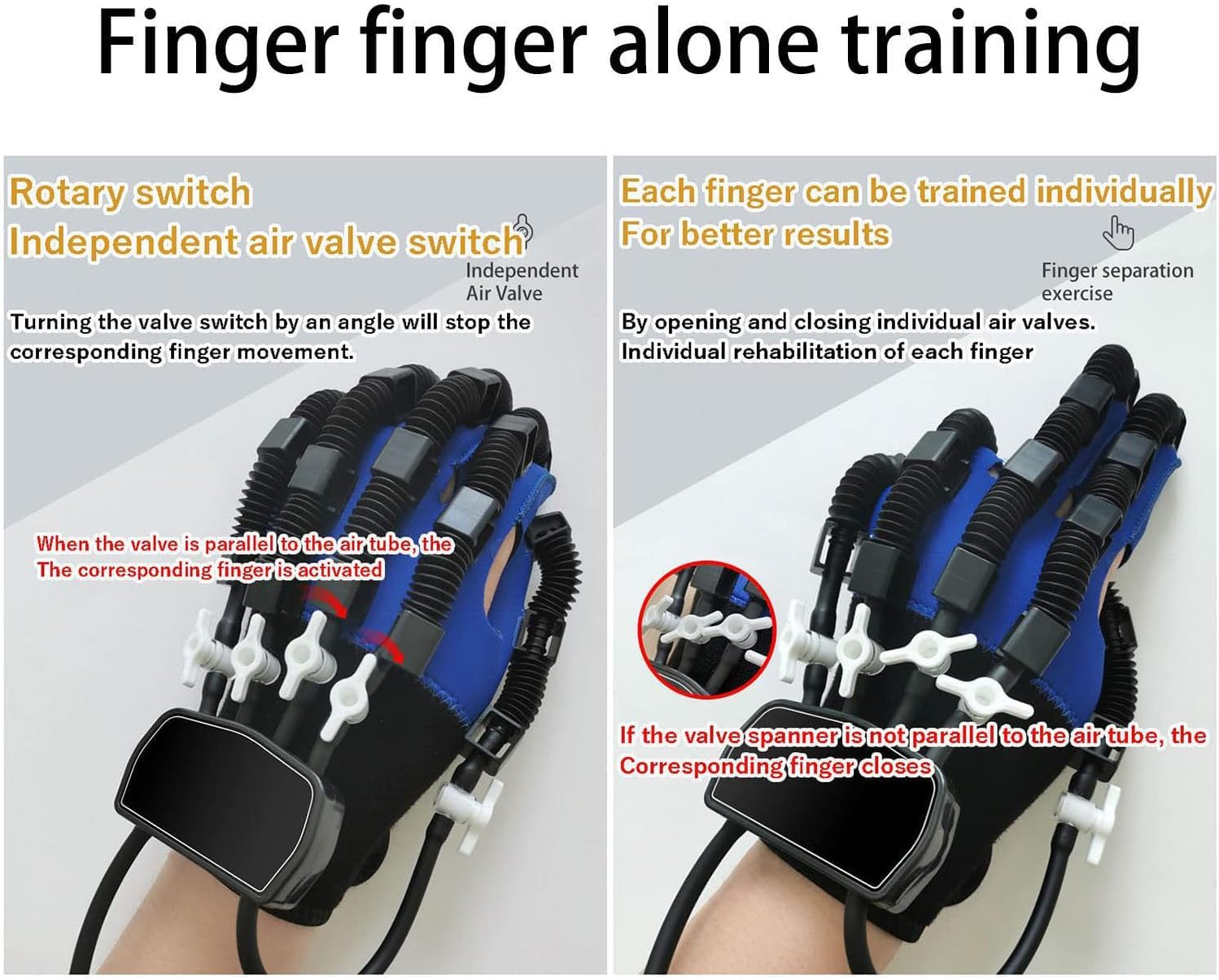 Guantes De Robot De Rehabilitación,ortesis De Dedo,Equipo De Entrenamiento De Rehabilitación De Hemiplejía por Accidente Cerebrovascular,Guantes De Rehabilitación D, Blue Right Hand, M